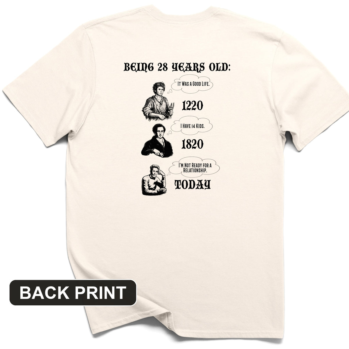 Being 28 Today Back Print T-Shirt