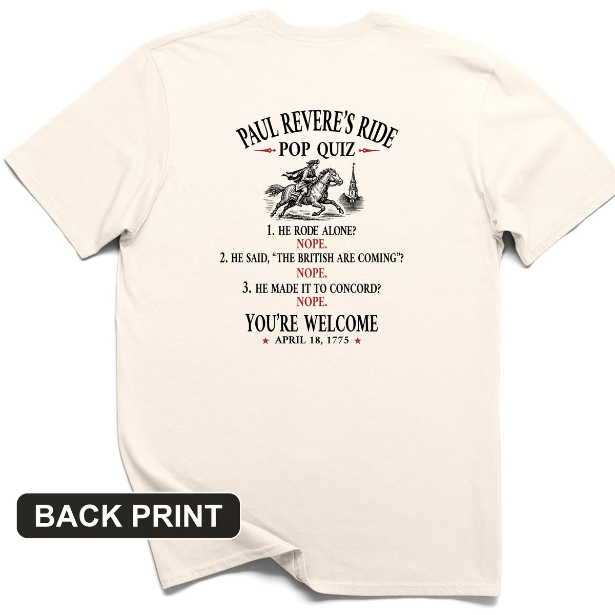Paul Revere Quiz Back Print T-Shirt