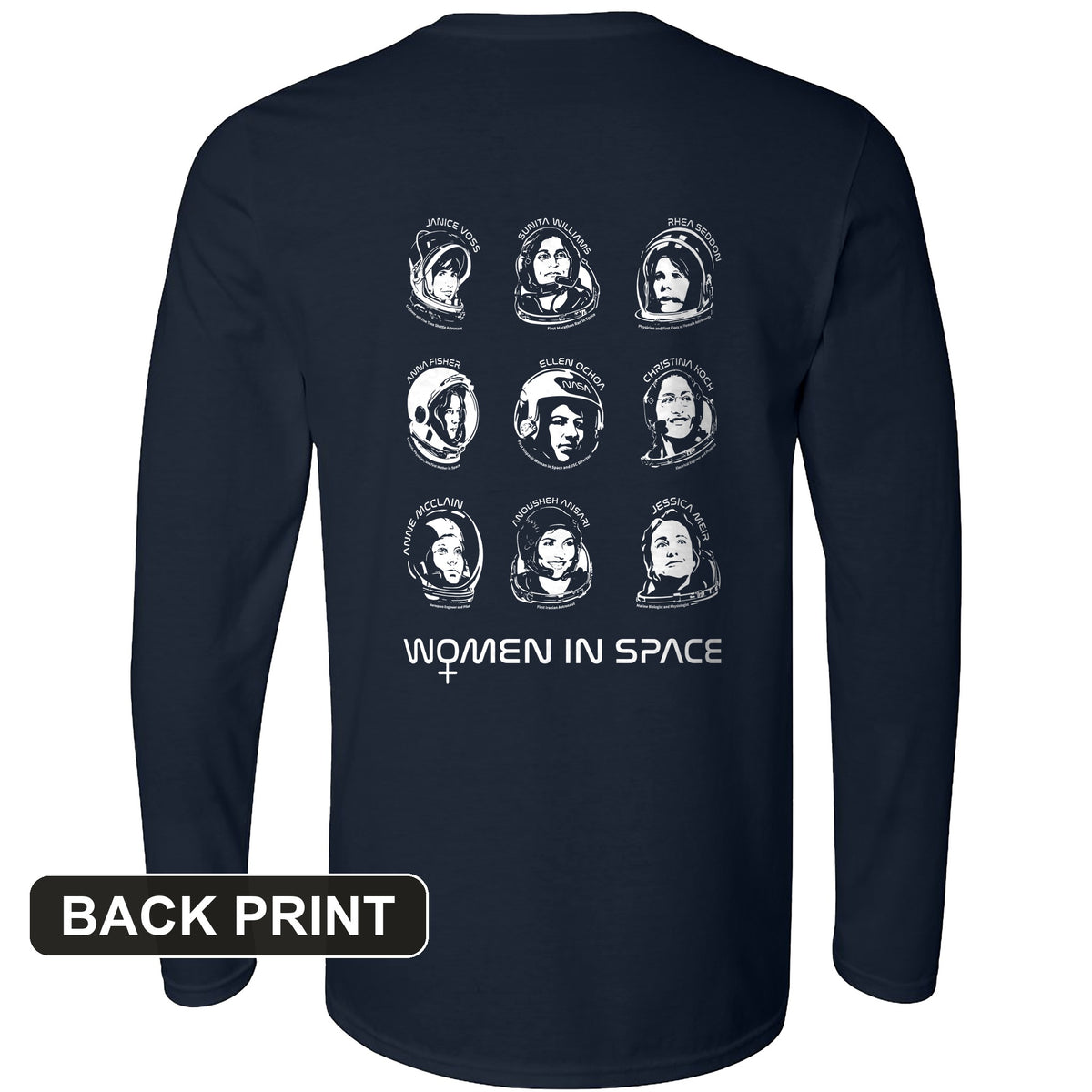 Women in Space Back Print Long Sleeve T-Shirt