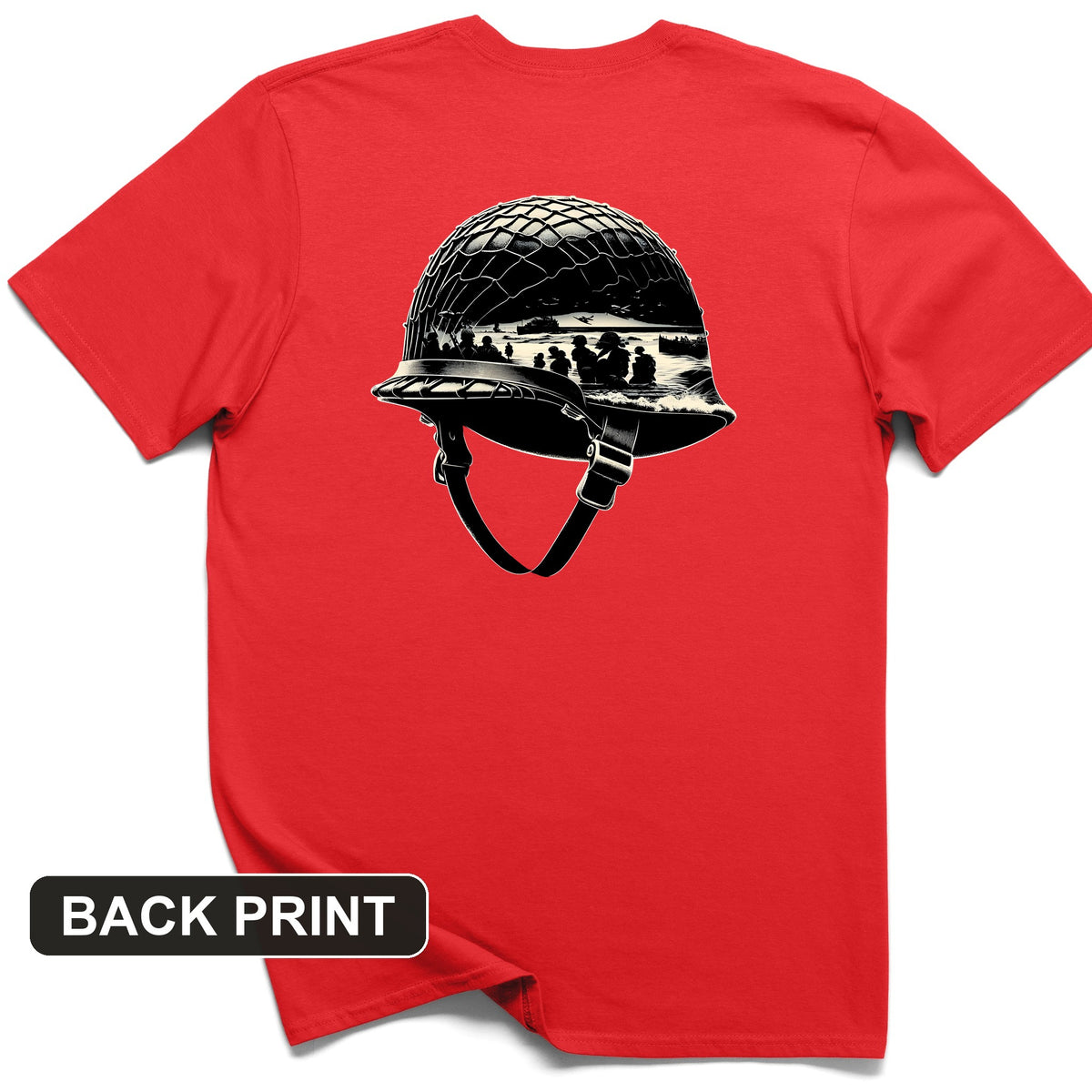 D-Day Helmet Back Print T-Shirt