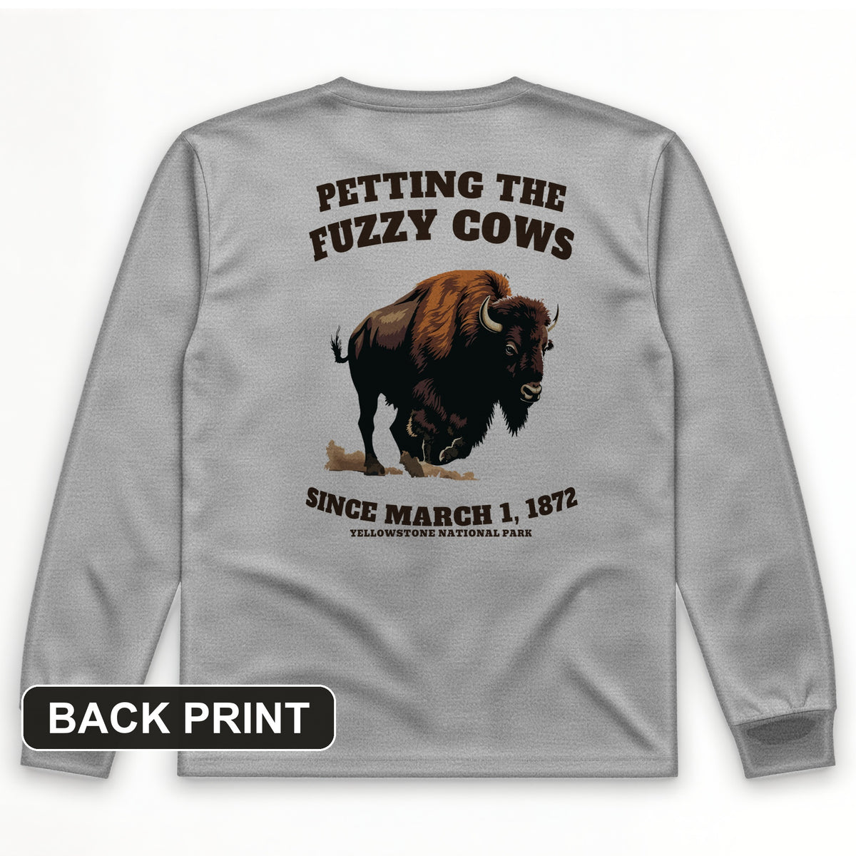 Petting The Fuzzy Cows Back Print Long Sleeve T-Shirt