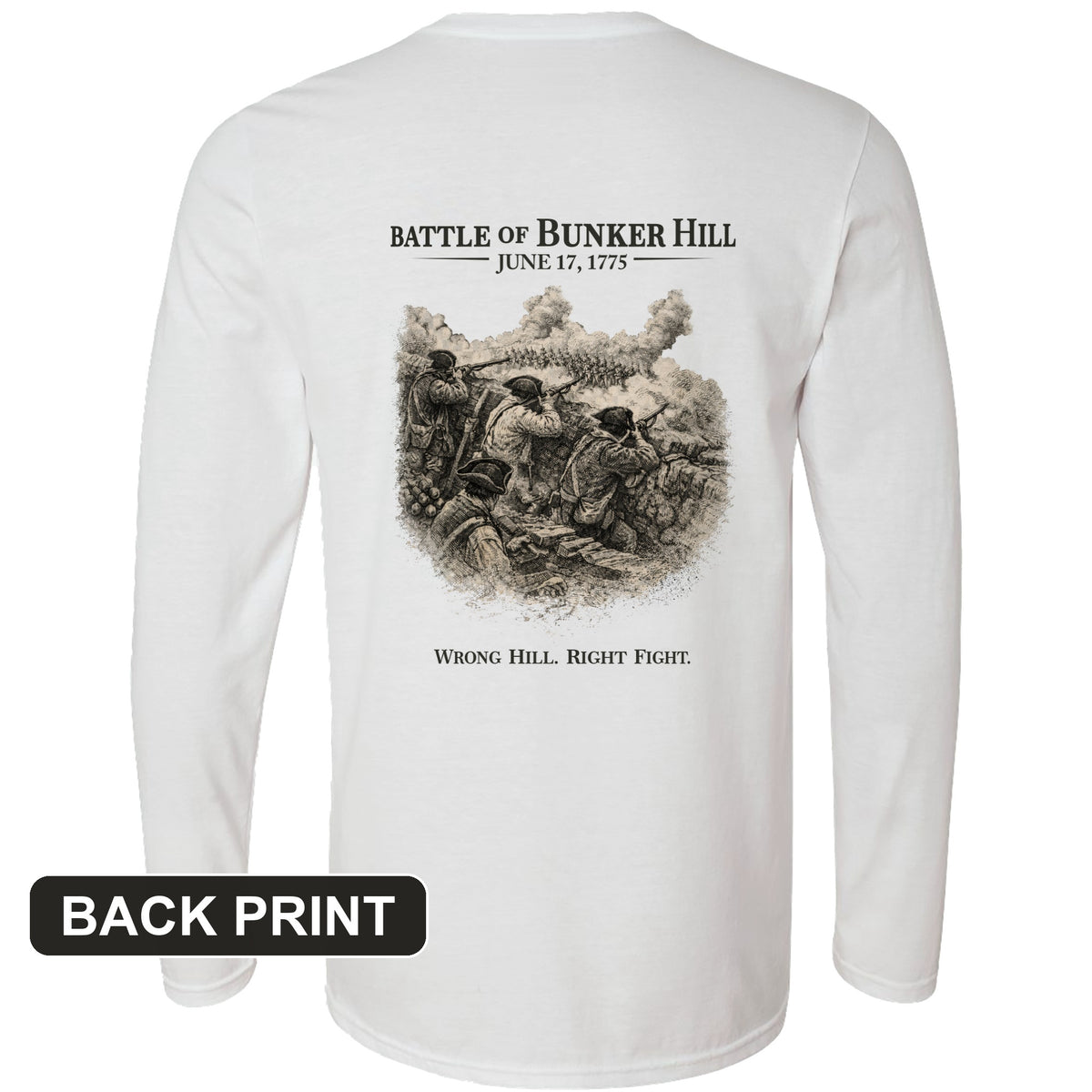 Bunker Hill Back Print Long Sleeve T-Shirt