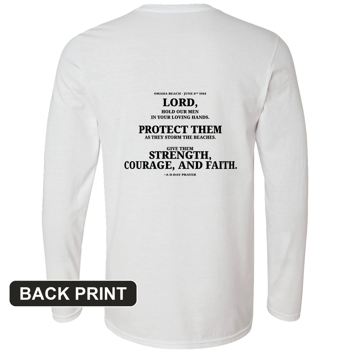 DDay Prayer Back Print Long Sleeve T-Shirt