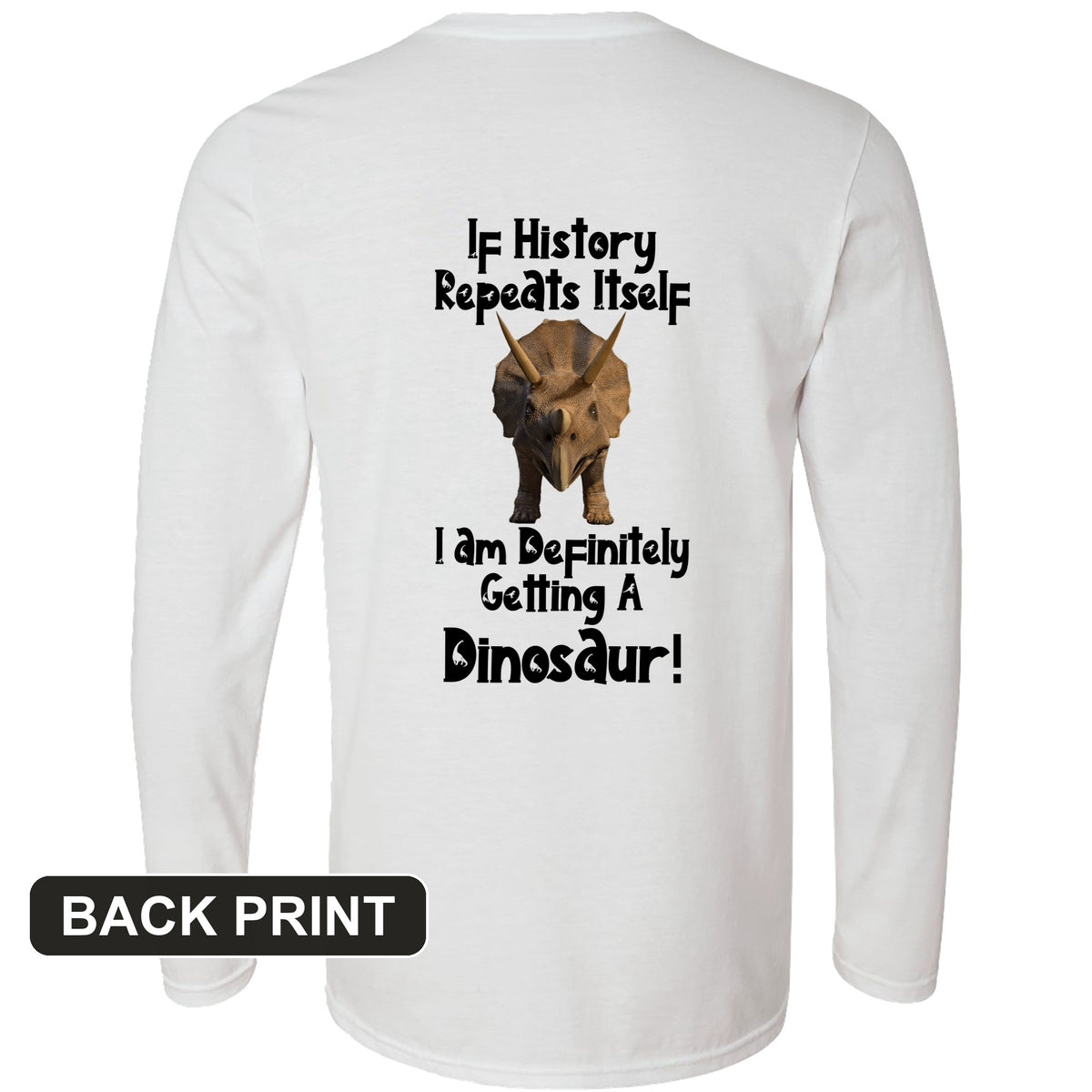 Dinosaur Back Print Long Sleeve T-Shirt