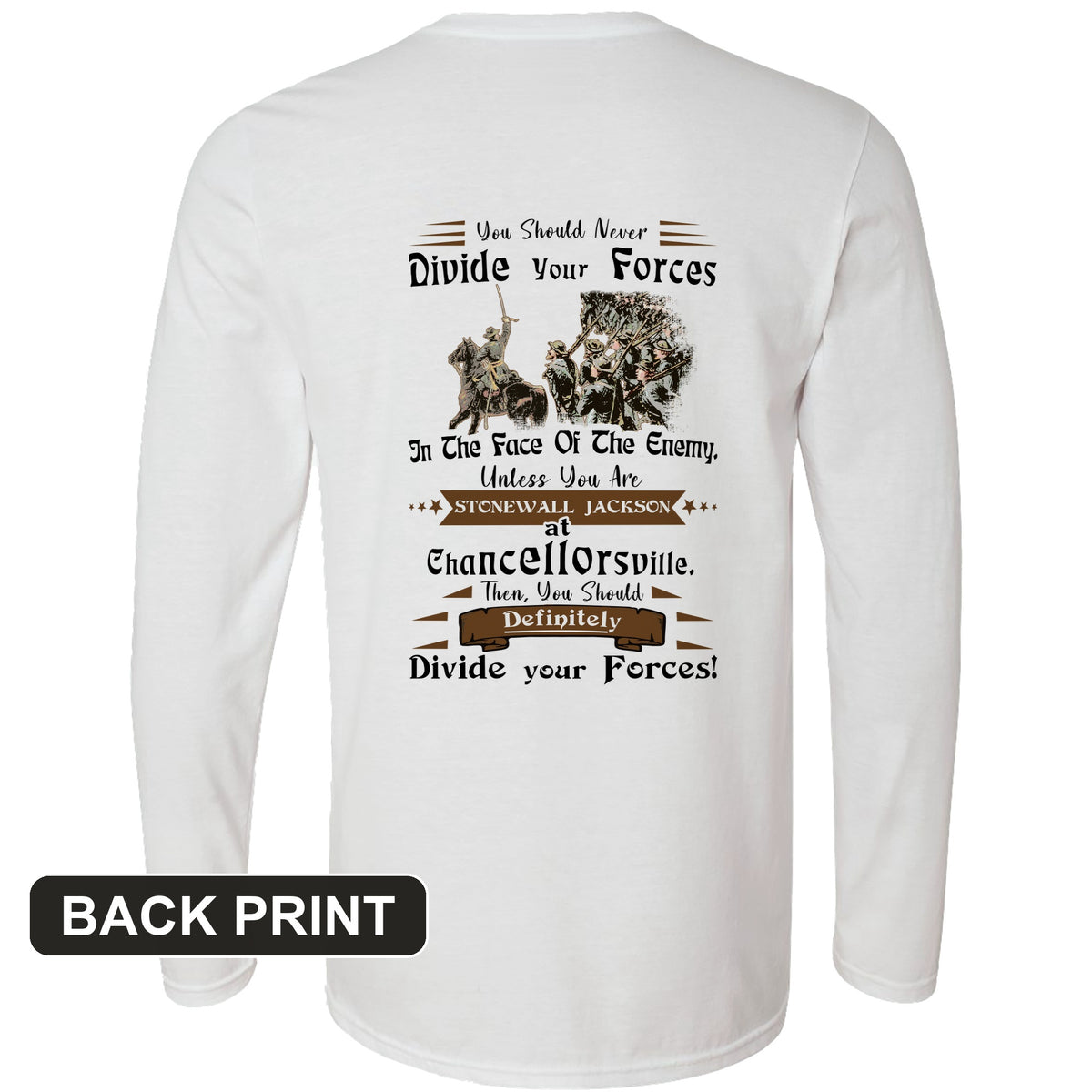 Dividing Forces Back Print Long Sleeve T-Shirt