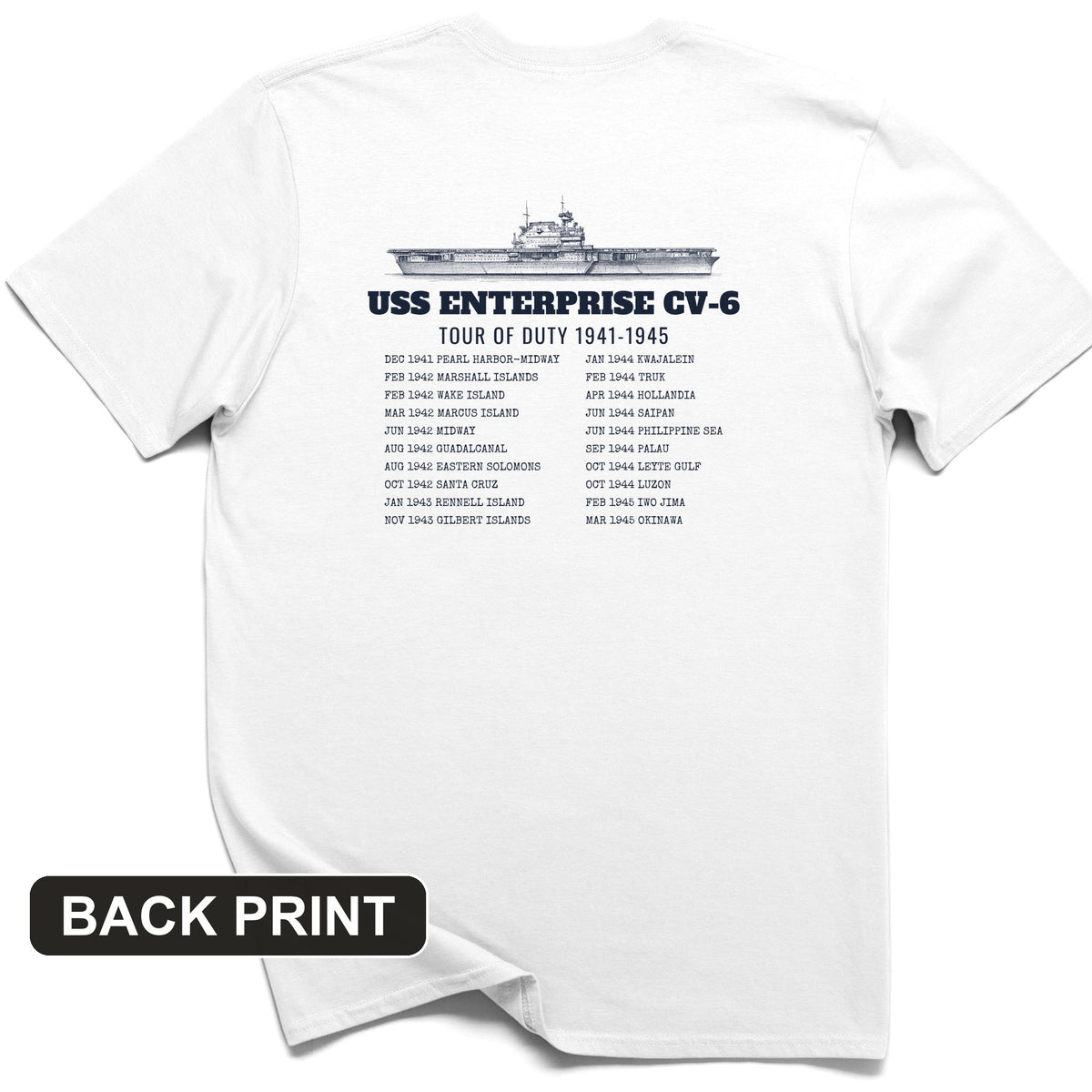 Enterprise Tour Of Duty Back Print T-Shirt