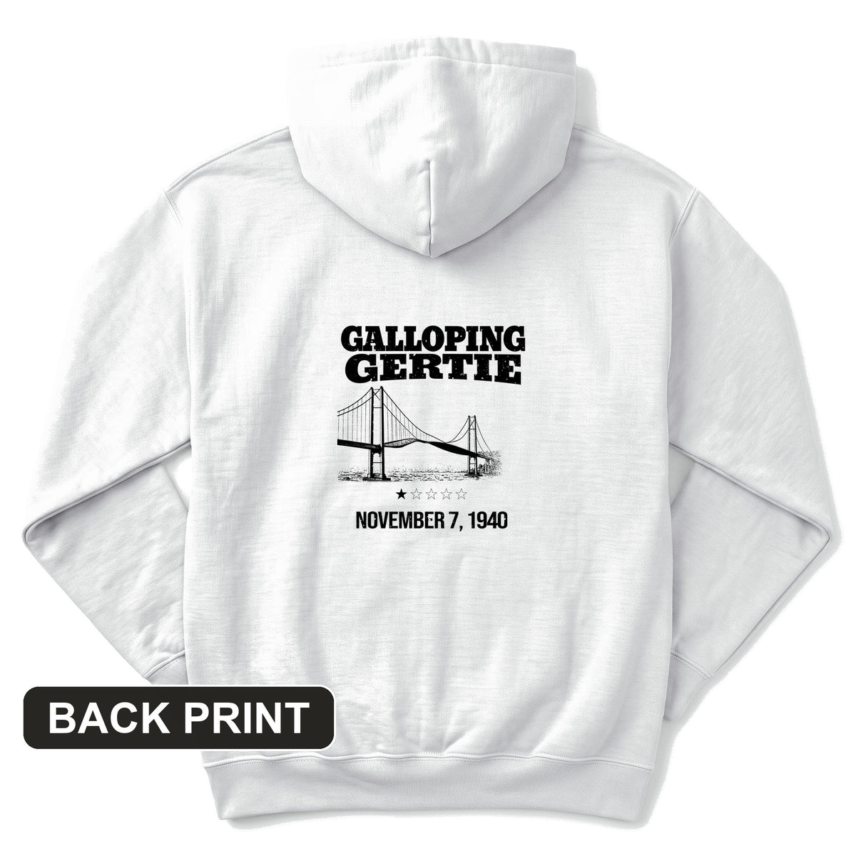 Galloping Gertie Back Print Hoodie