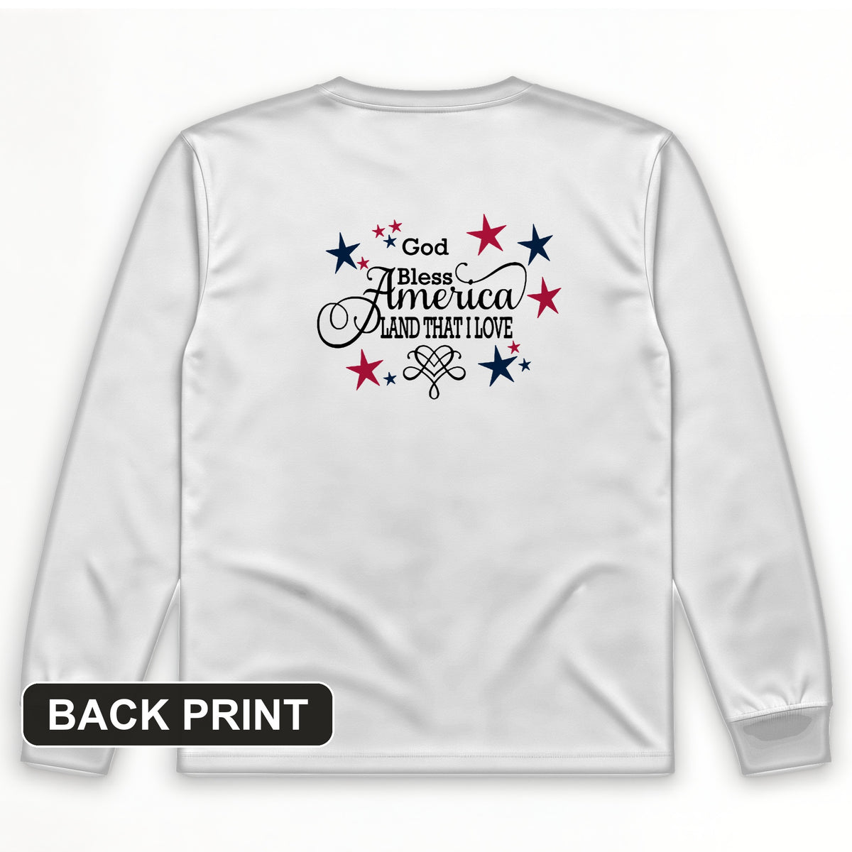 God Bless America Back Print Long Sleeve T-Shirt