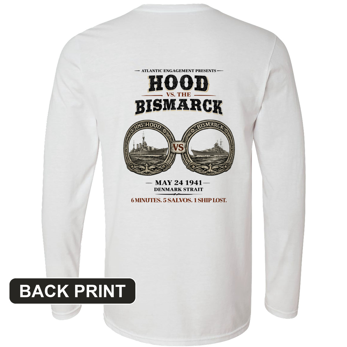 Hood vs Bismarck Back Print Long Sleeve T-Shirt