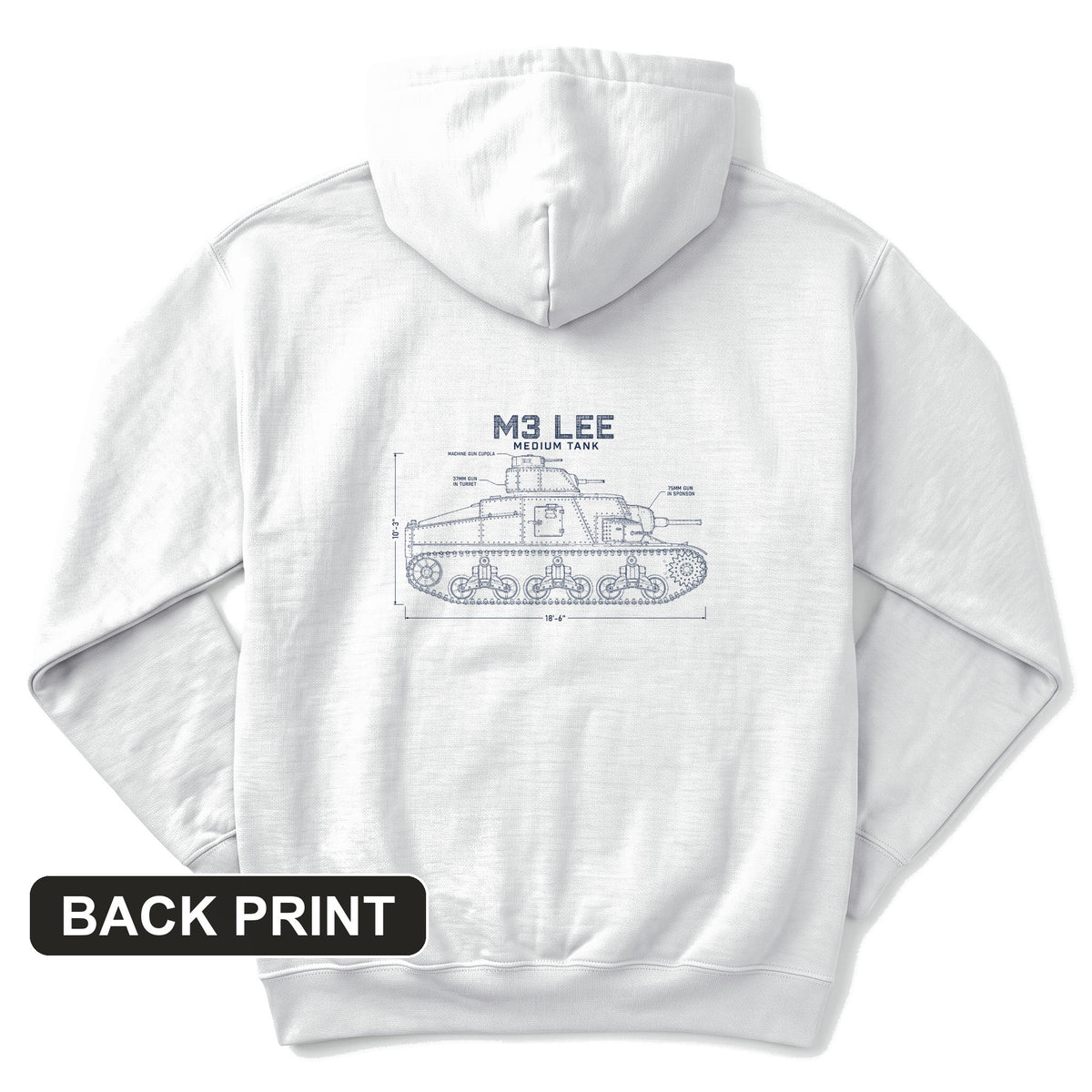 M3 Lee Blueprint Back Print Hoodie