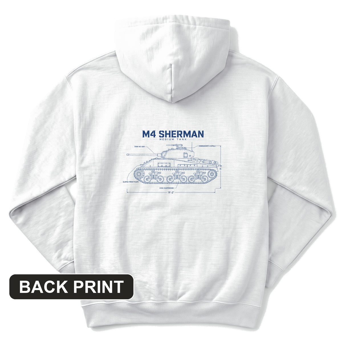 M4 Sherman Blueprint Back Print Hoodie