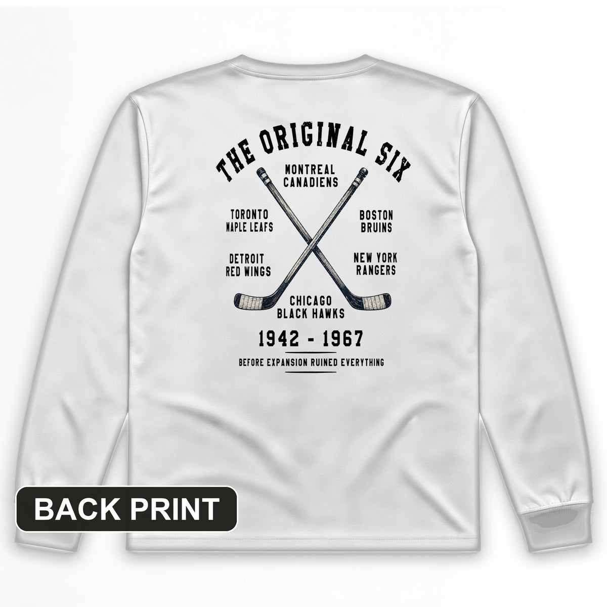 NHL Era of Six Back Print Long Sleeve T-Shirt
