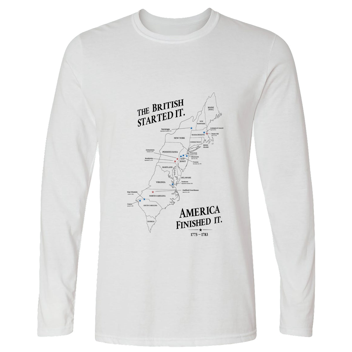Revolutionary War Map Long Sleeve T-Shirt