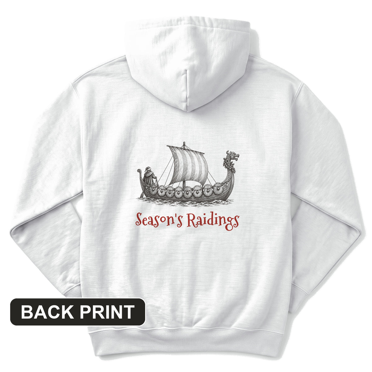 Seasons Raidings Viking Christmas Back Print Hoodie