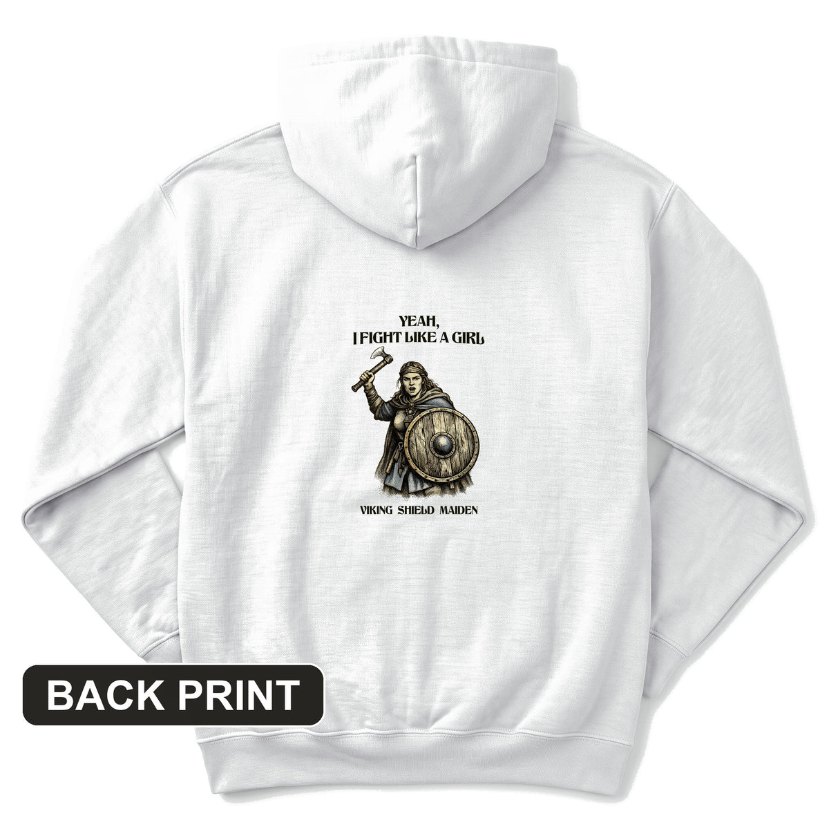 Viking Shield Maiden Back Print Hoodie