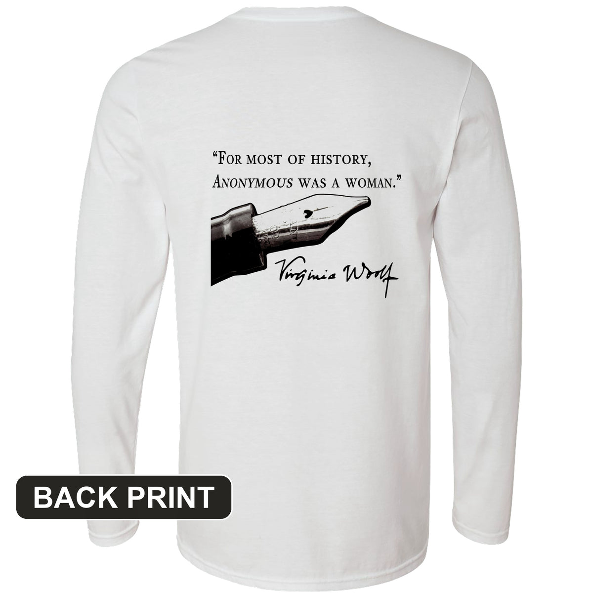 Virginia Woolf Back Print Long Sleeve T-Shirt