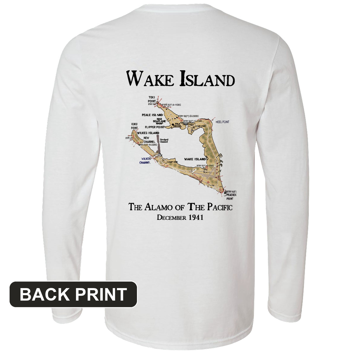 Wake Island Back Print Long Sleeve T-Shirt