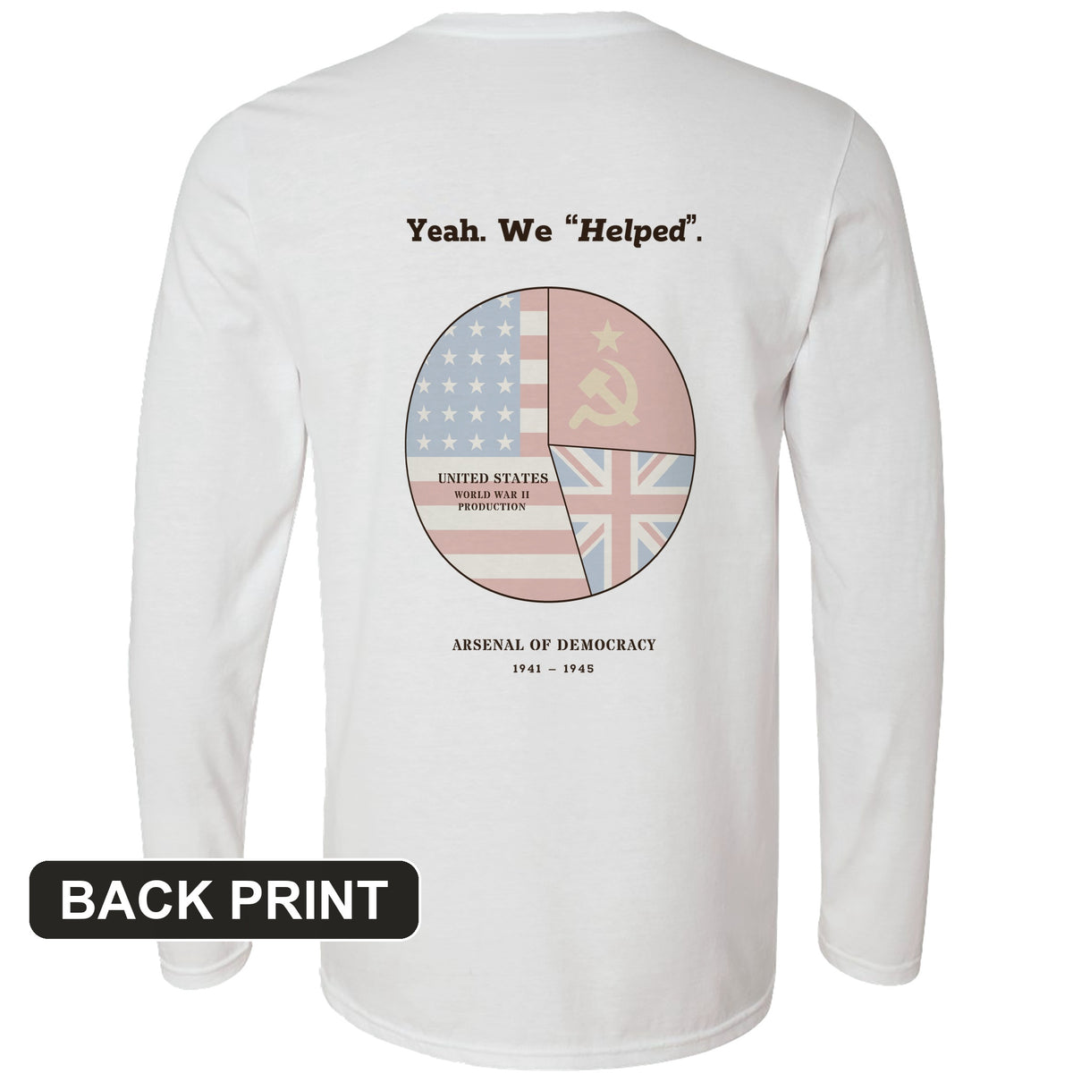 Yeah We Helped Arsenal of Democracy Back Print Long Sleeve T-Shirt