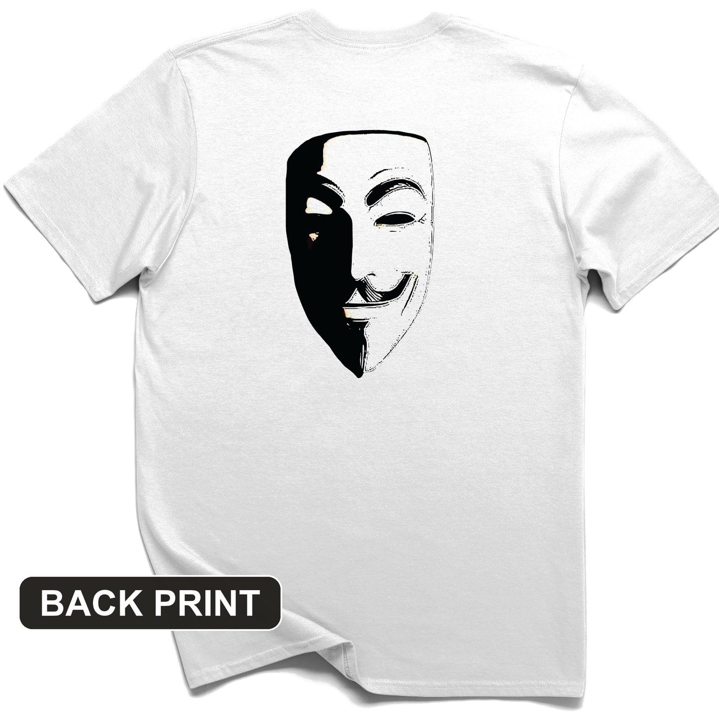 Guy Fawkes Mask Back Print T-Shirt
