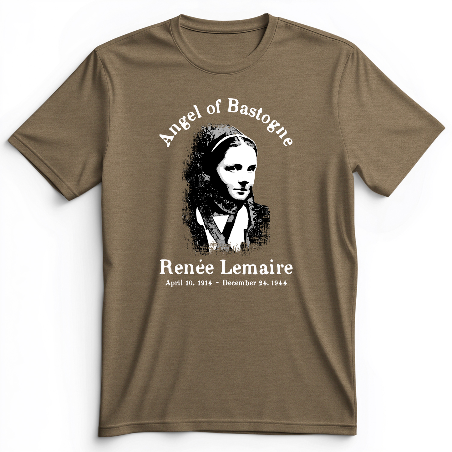 Angel of Bastogne Premium Tee Heather Olive / S