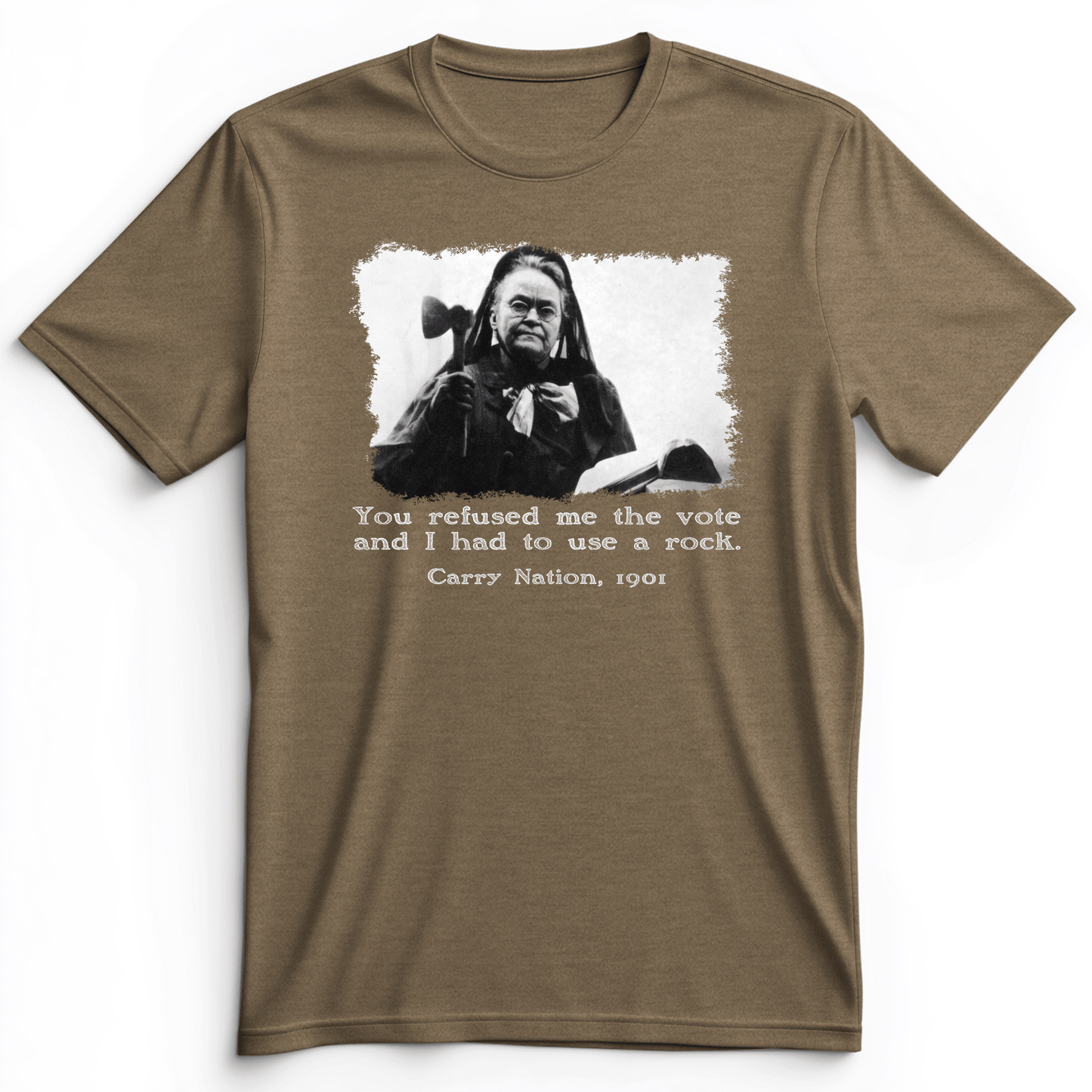 Carry Nation Premium Tee Heather Olive / S