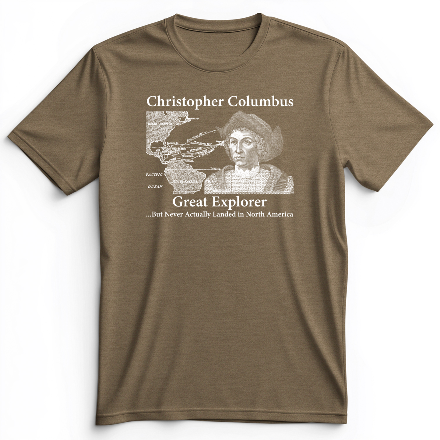 Columbus Day Premium Tee Heather Olive / S