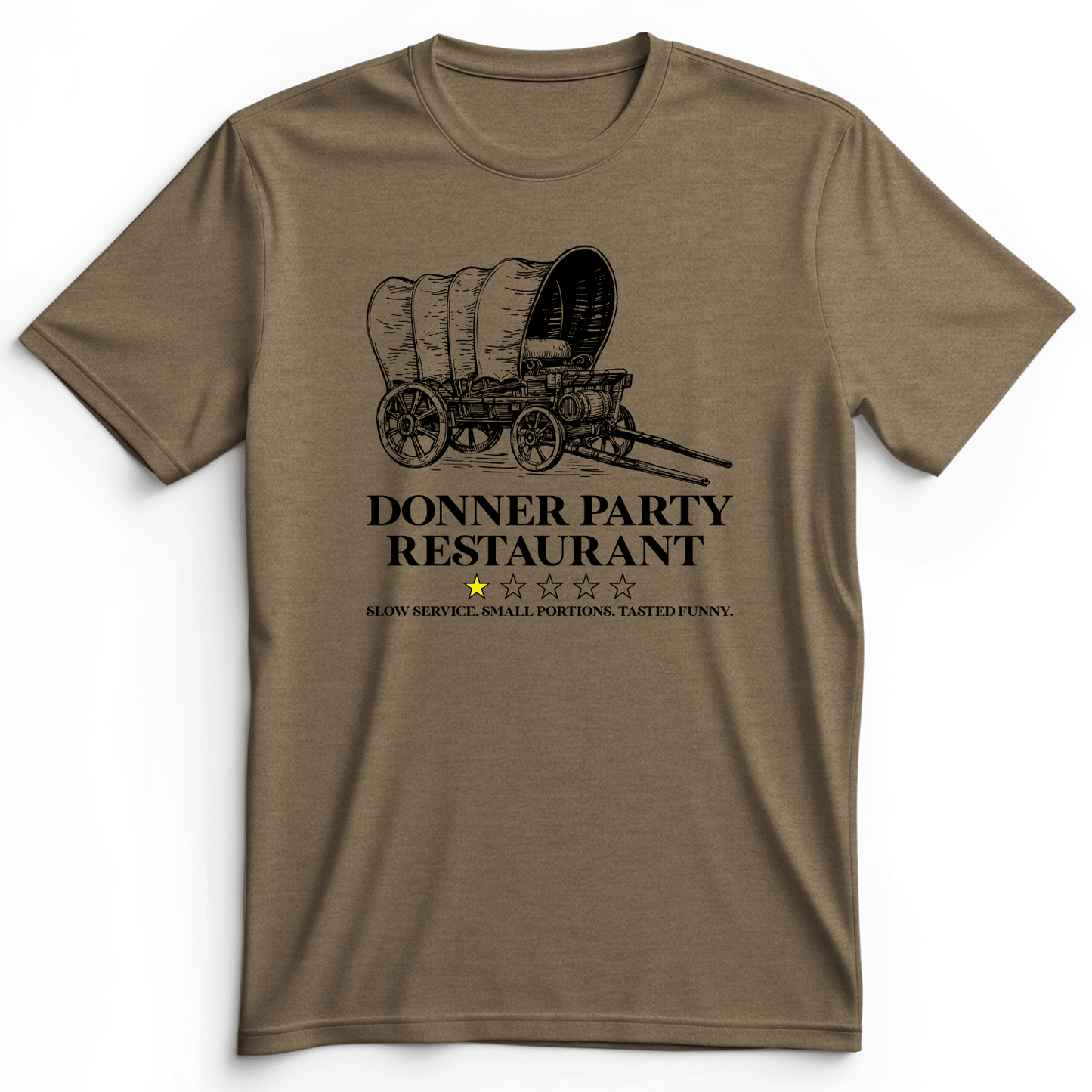 Donner Party Restaurant Review Premium Tee Heather Olive / S