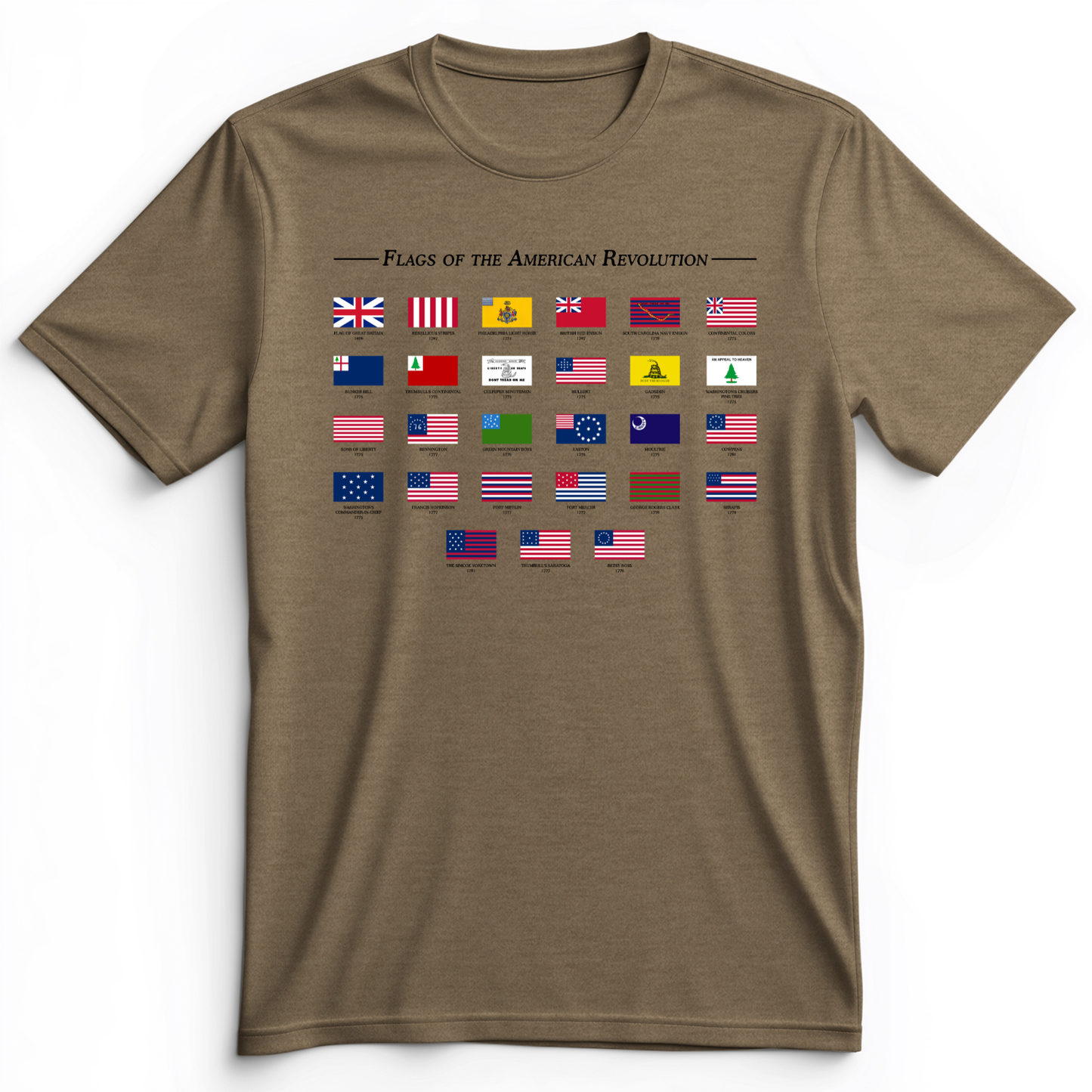 Flags Of The Revolution Premium Tee Heather Olive / S