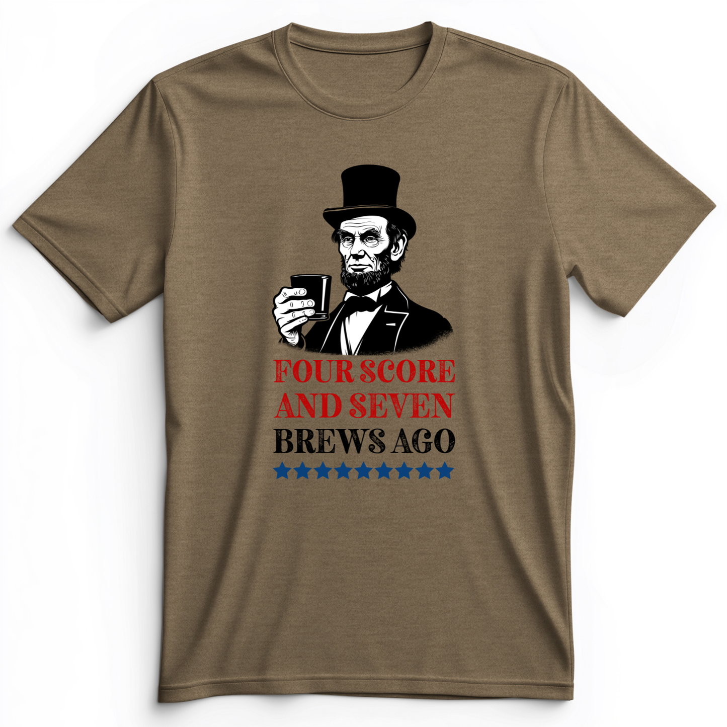 Four Score and Seven Brews Ago Premium Tee Heather Olive / S