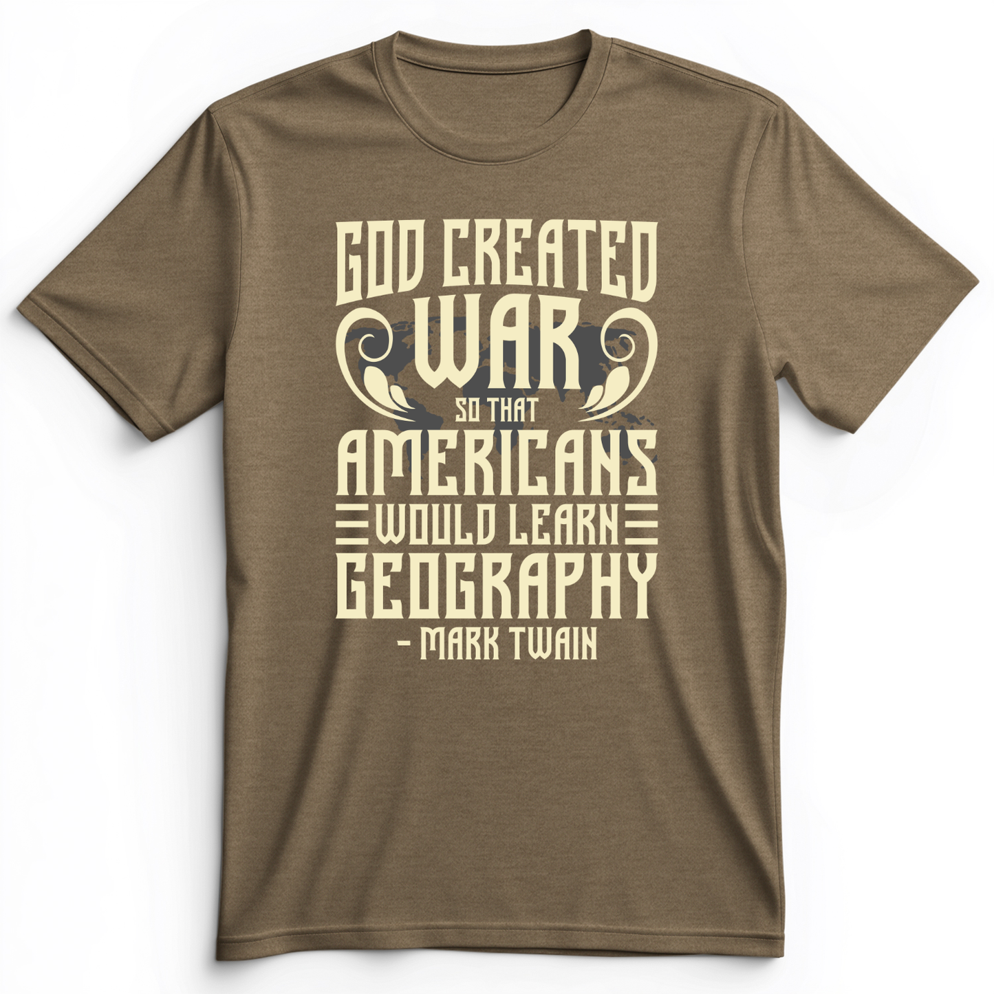 God Created War Premium Tee Heather Olive / S