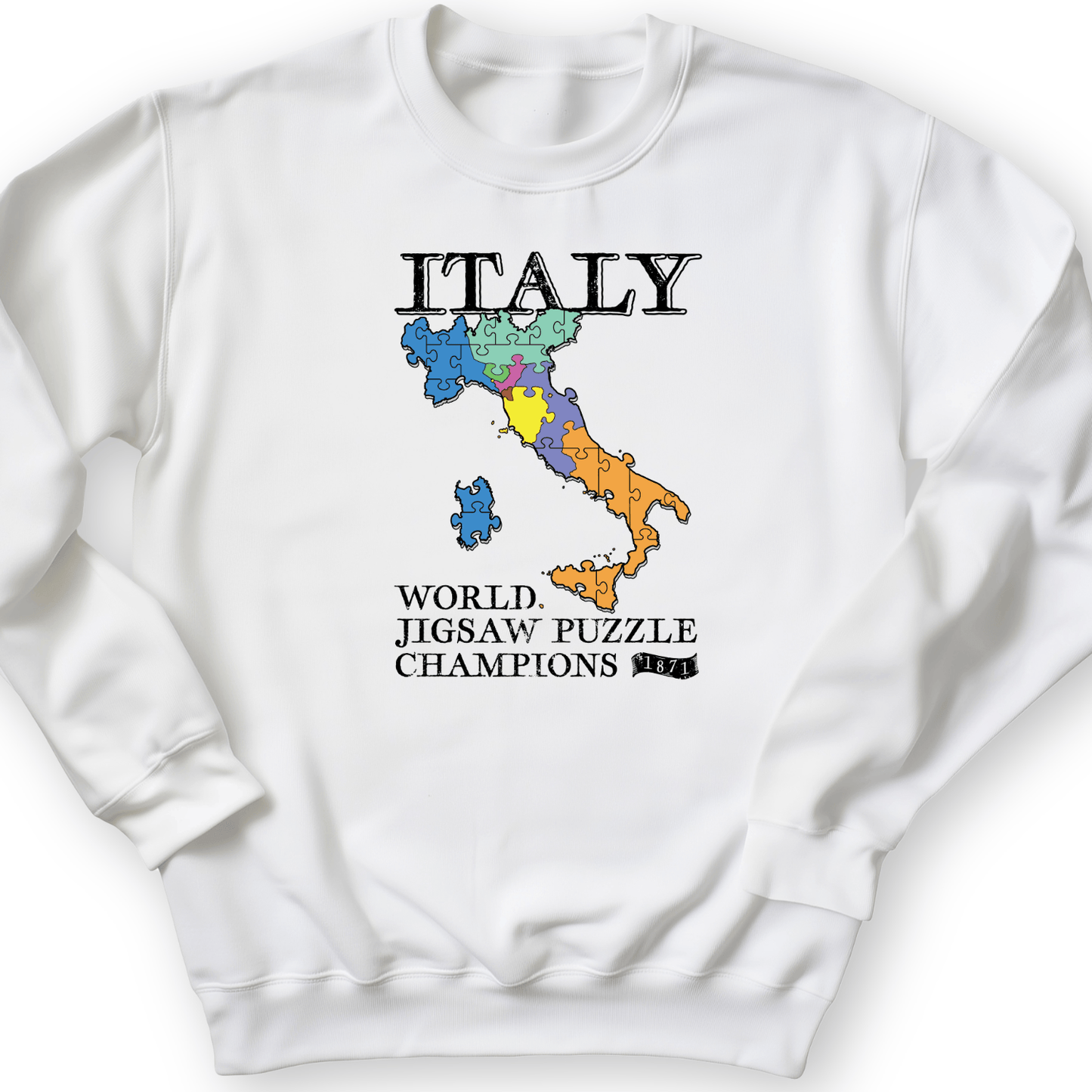 Italy Jigsaw Puzzle Crewneck White / S