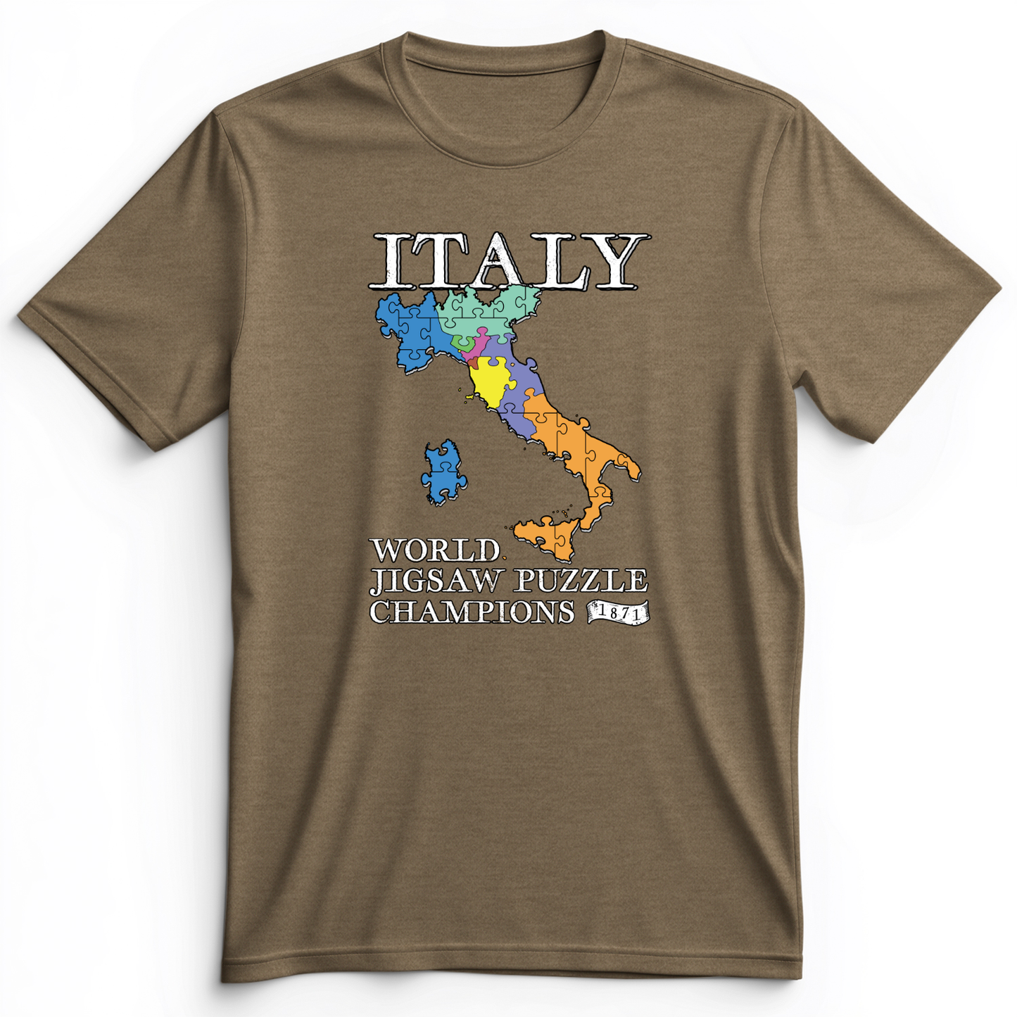 Italy Jigsaw Puzzle Premium Tee Heather Olive / S