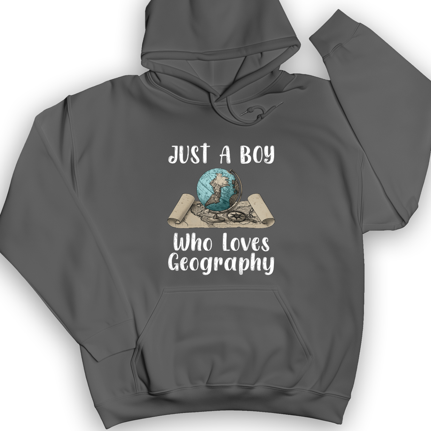 Just a Boy Who Loves Geography Hoodie Charcoal / S