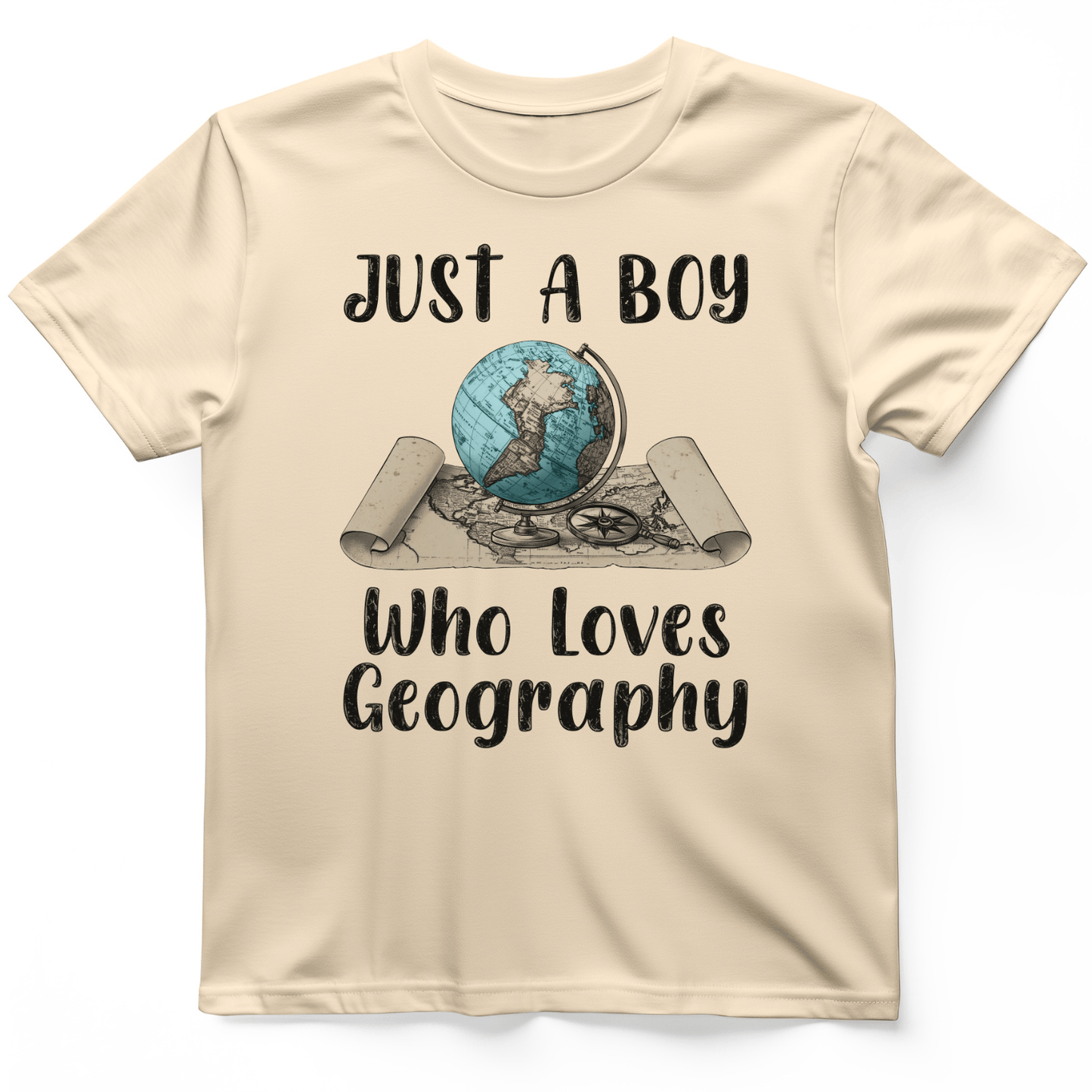 Just a Boy Who Loves geography T-Shirt Natural / S