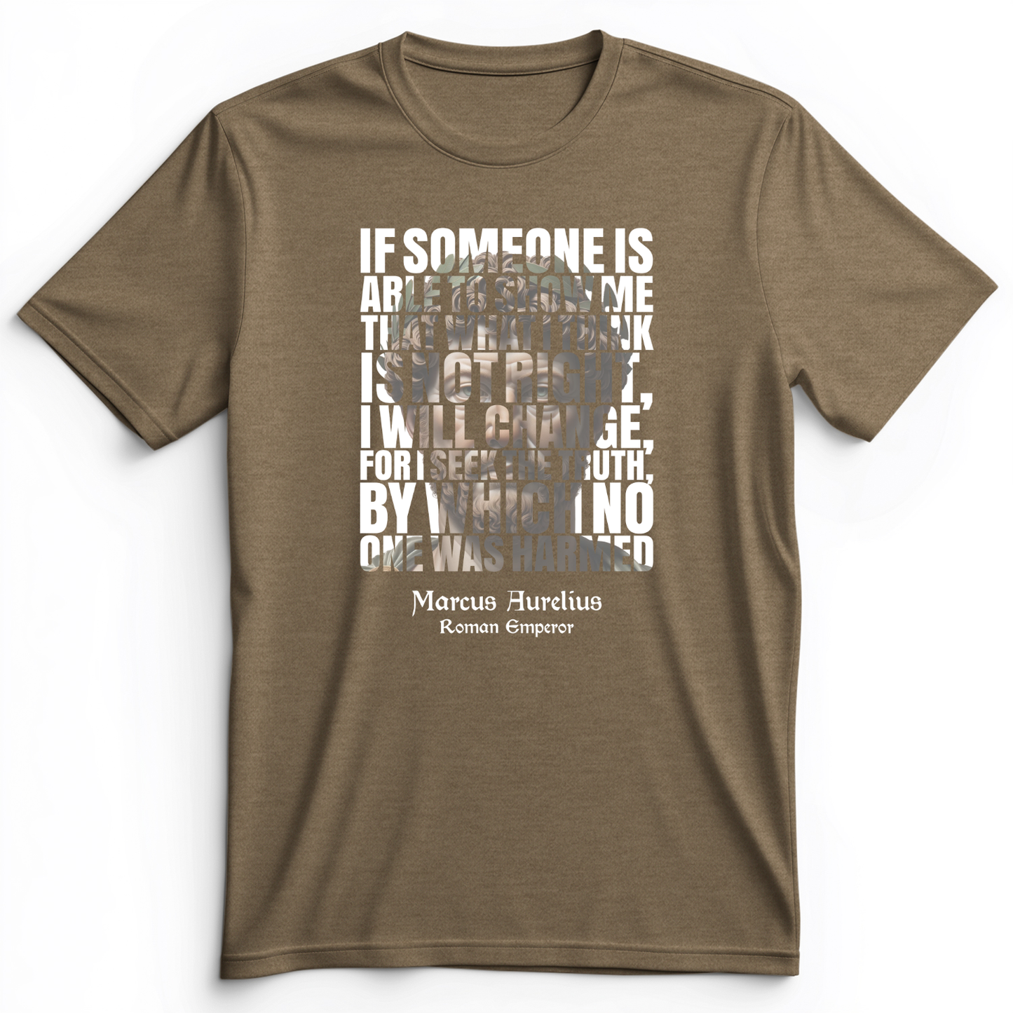Marcus Aurelius Quote Premium Tee Heather Olive / S