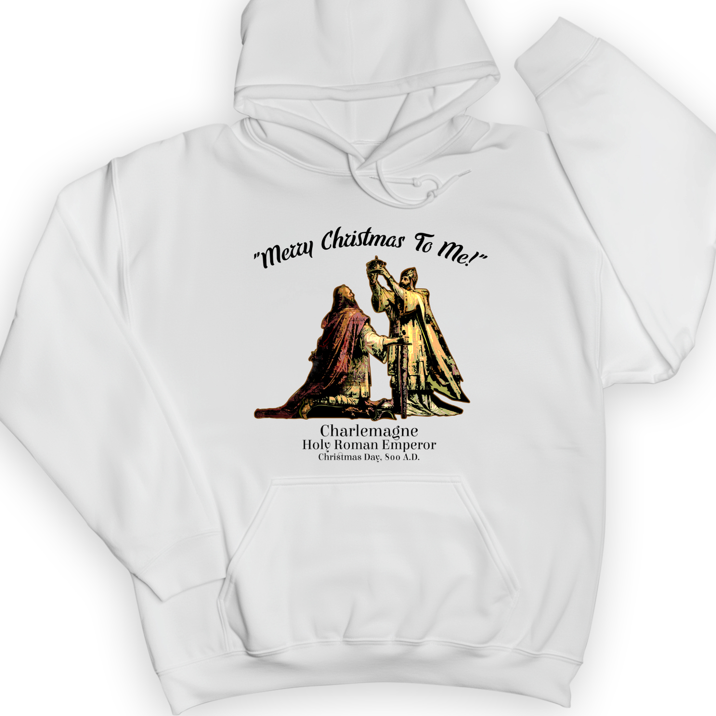 Merry Christmas Charlemagne Hoodie White / S