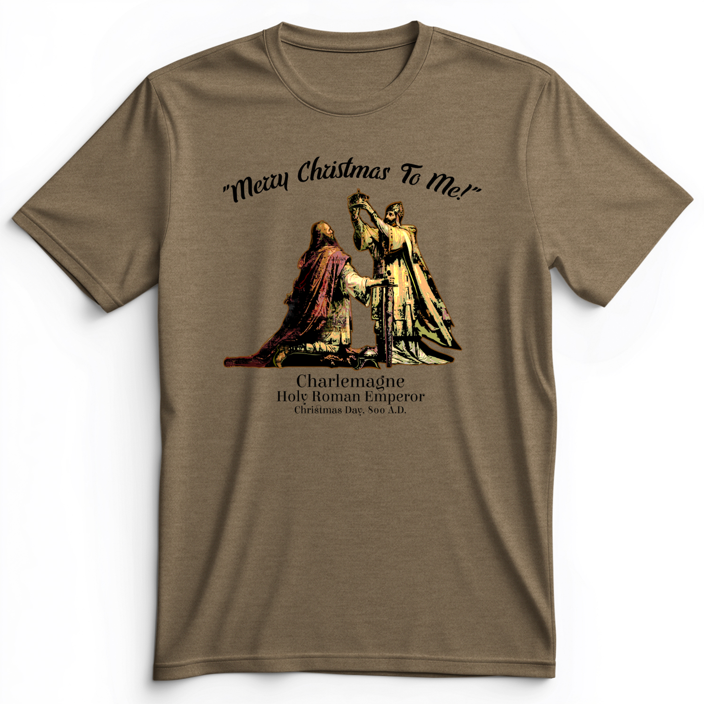 Merry Christmas Charlemagne Premium Tee Heather Olive / S