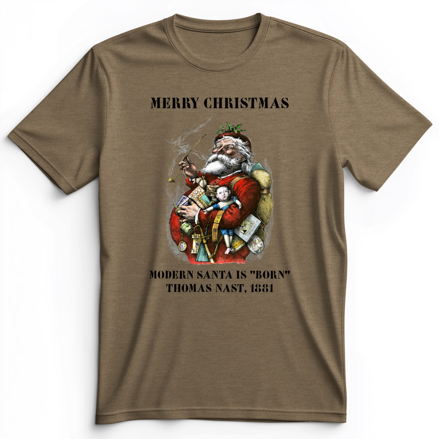 Modern Santa Claus Premium Tee Heather Olive / S