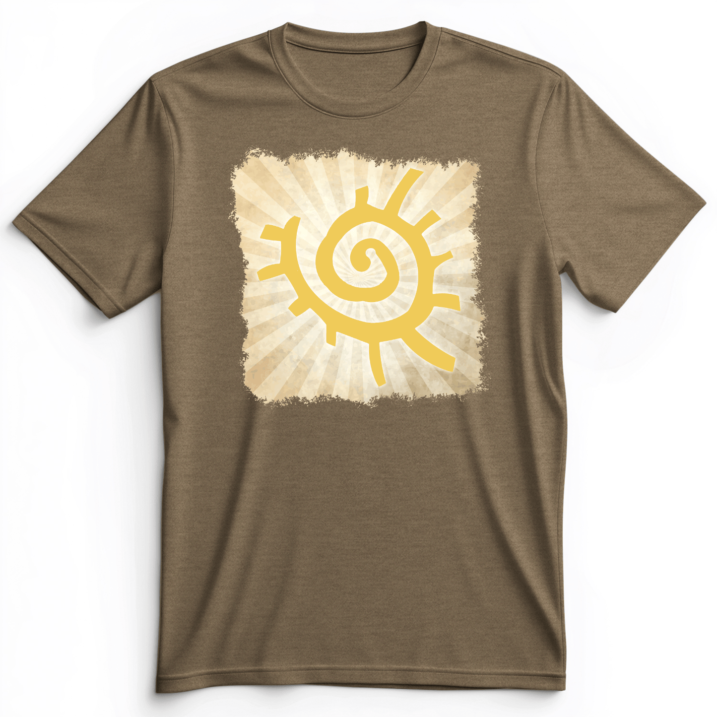 Native American Sun Symbol Premium Tee Heather Olive / S
