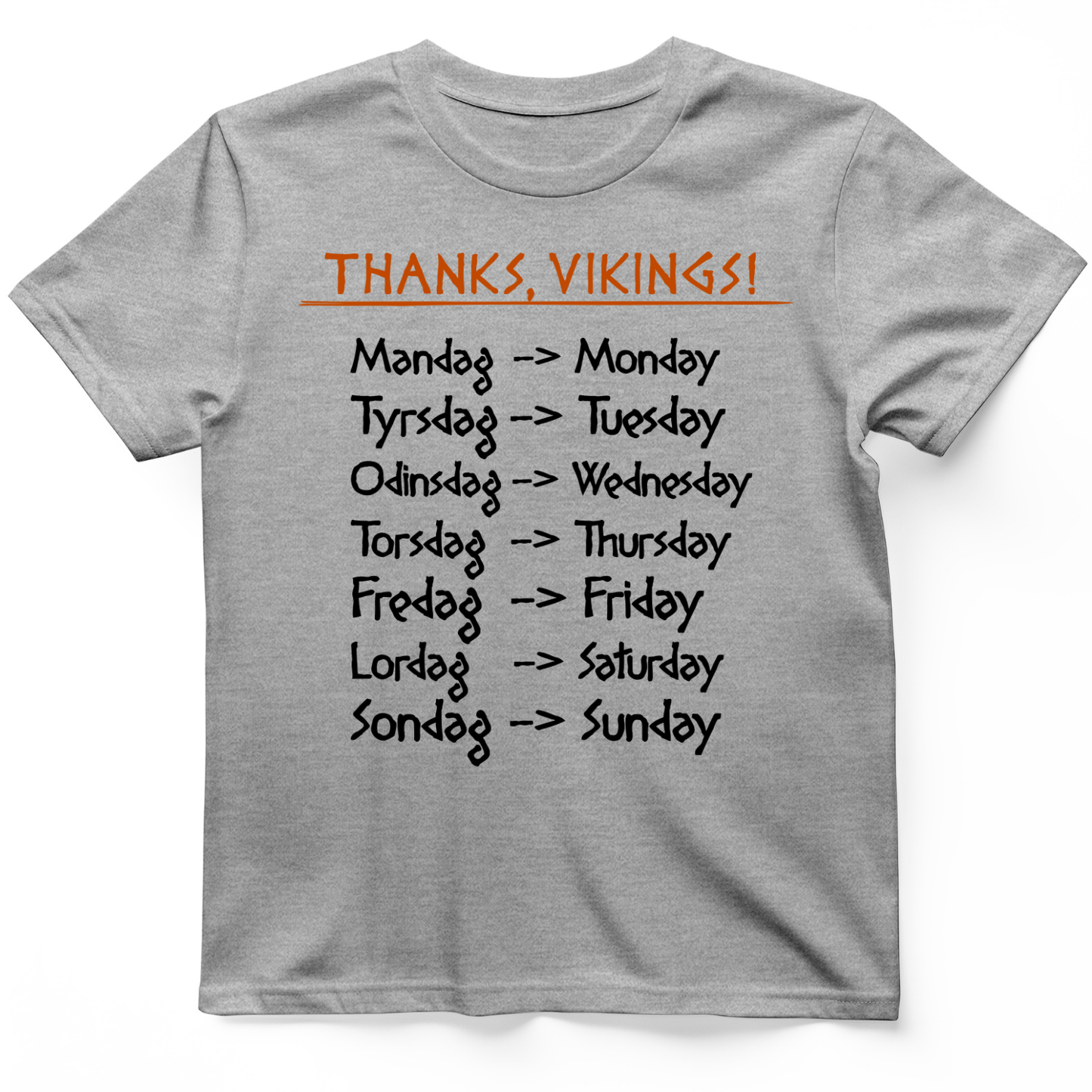 Nordic Gods Days Of The Week T-Shirt Sport Grey / S