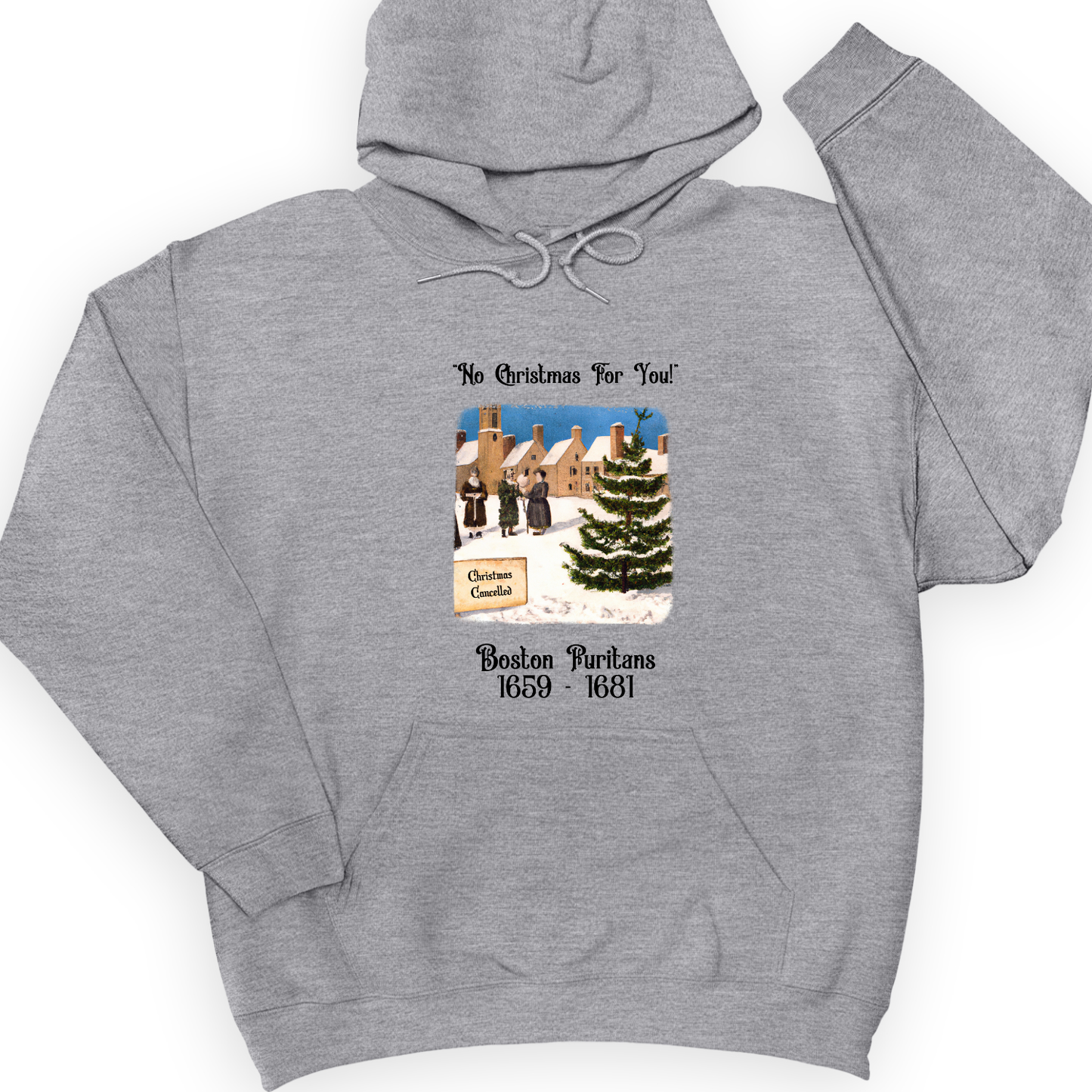 Puritans Banned Xmas Boston Hoodie Sport Grey / S