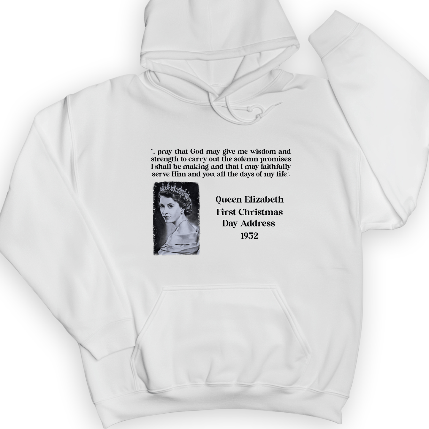 Queen Elizabeth II Xmas Address Hoodie White / S