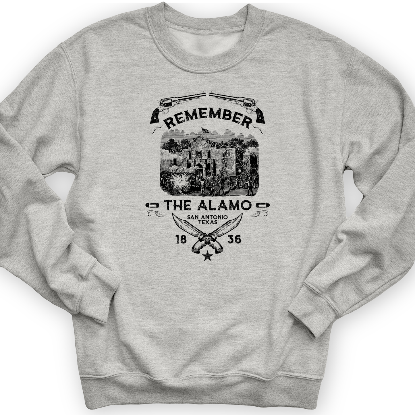 Remember The Alamo 1836 Crewneck Sport Grey / S