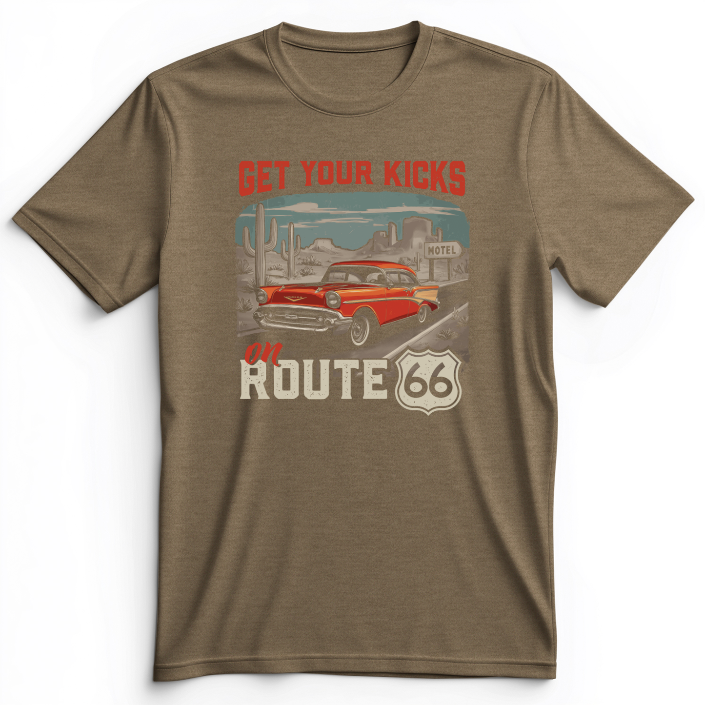 Route 66 Billboard Premium Tee Heather Olive / S