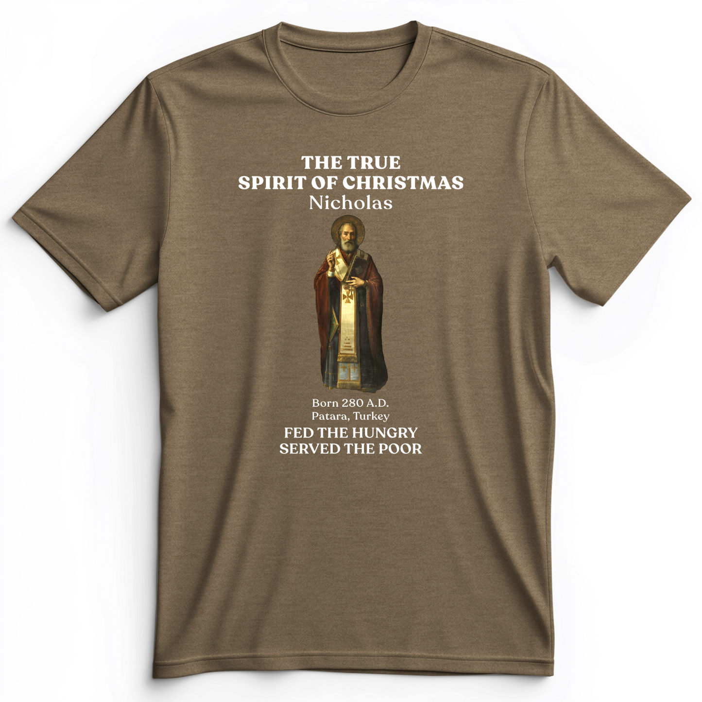 St Nicholas Premium Tee Heather Olive / S