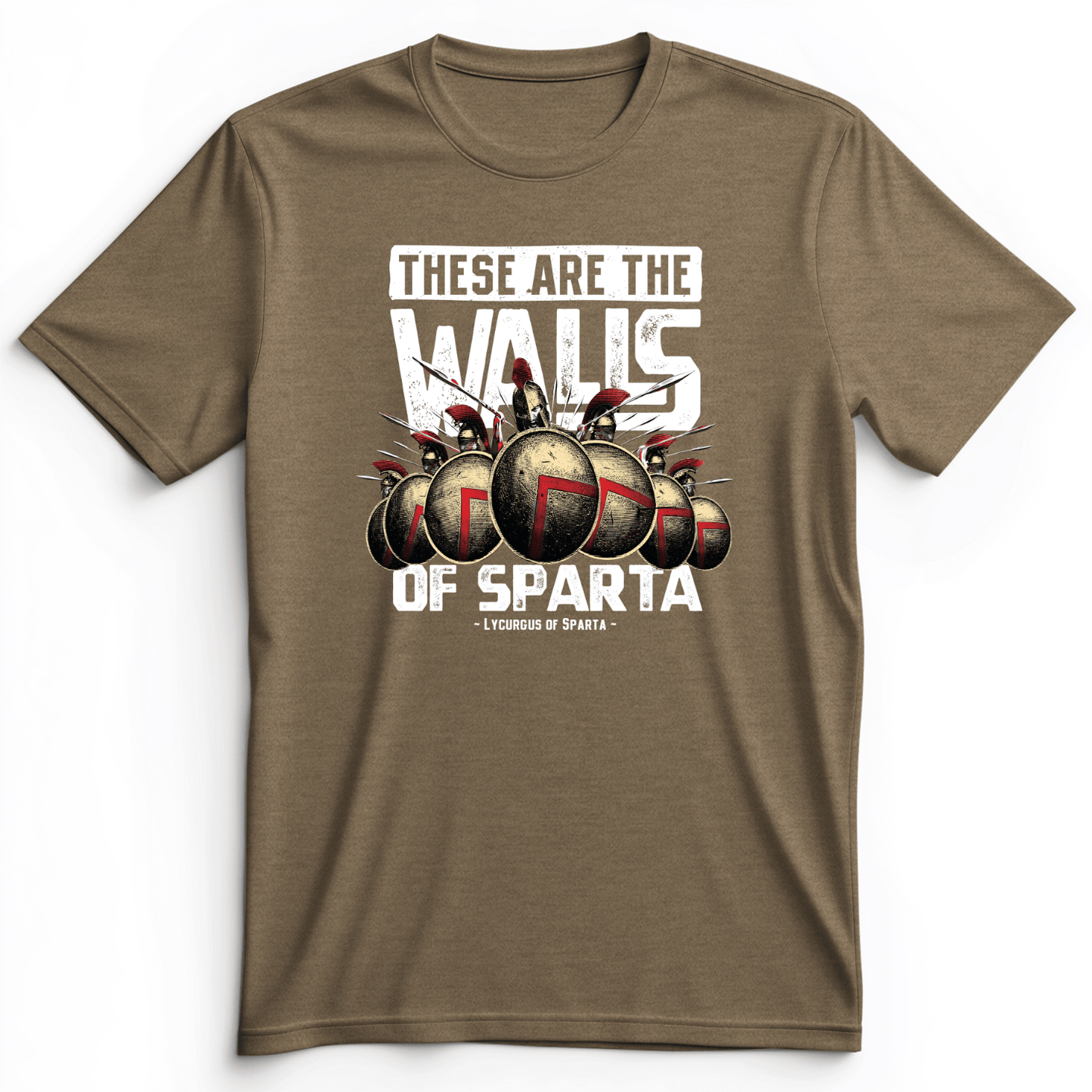 The Walls Of Sparta Premium Tee Heather Olive / S