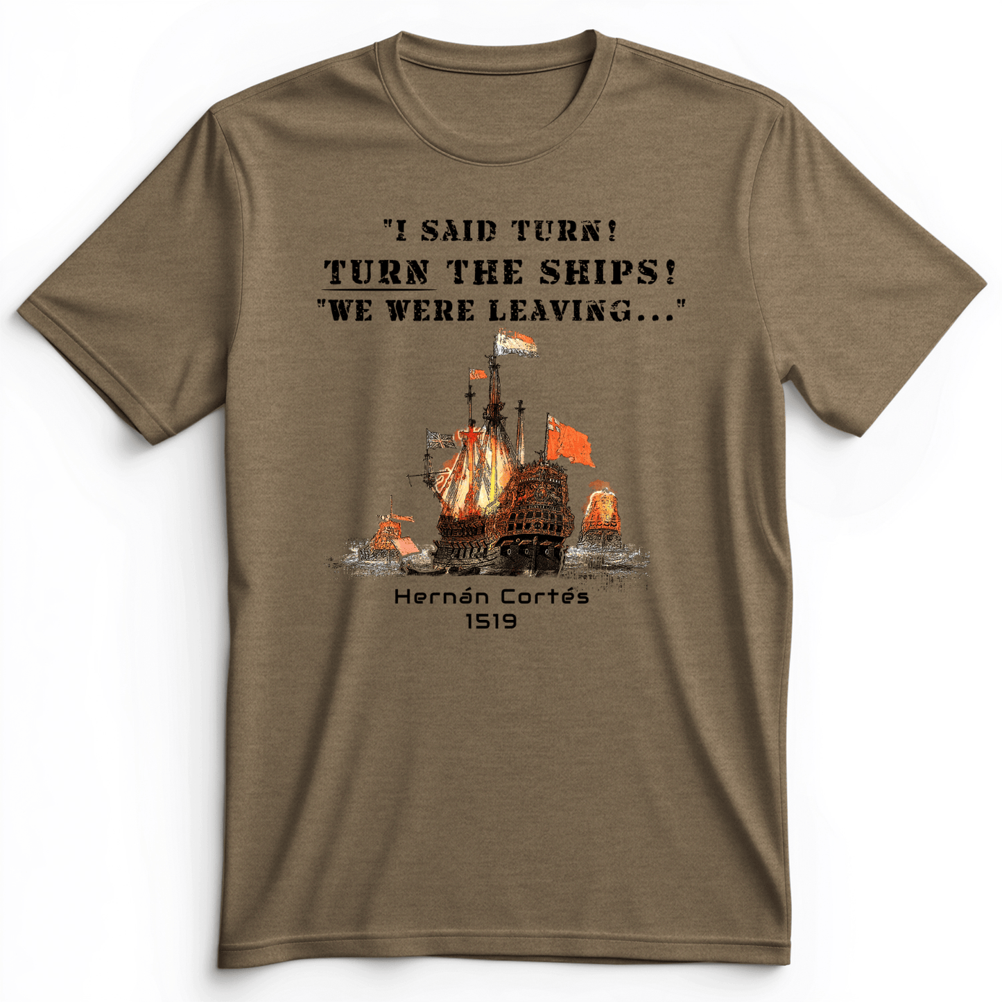 Turn The Ships Premium Tee Heather Olive / S