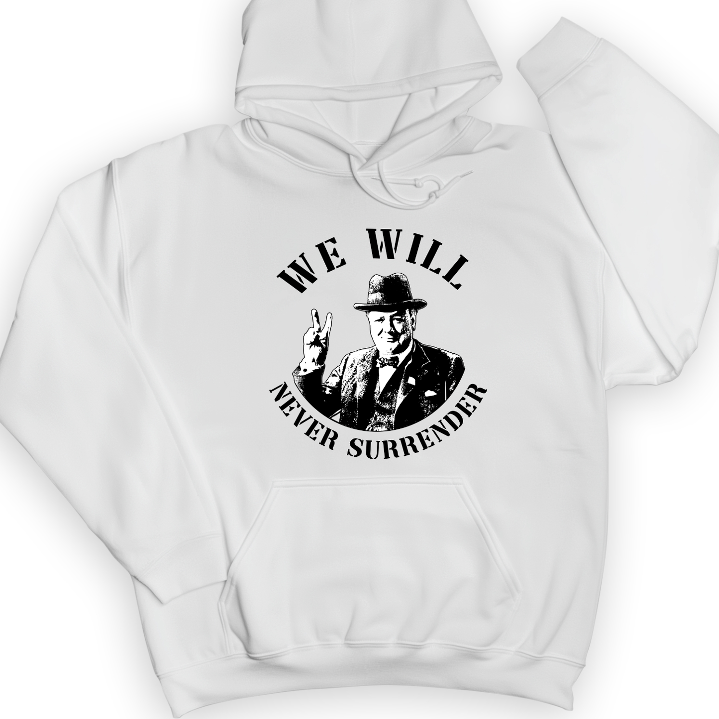 We Will Never Surrender Hoodie White / S