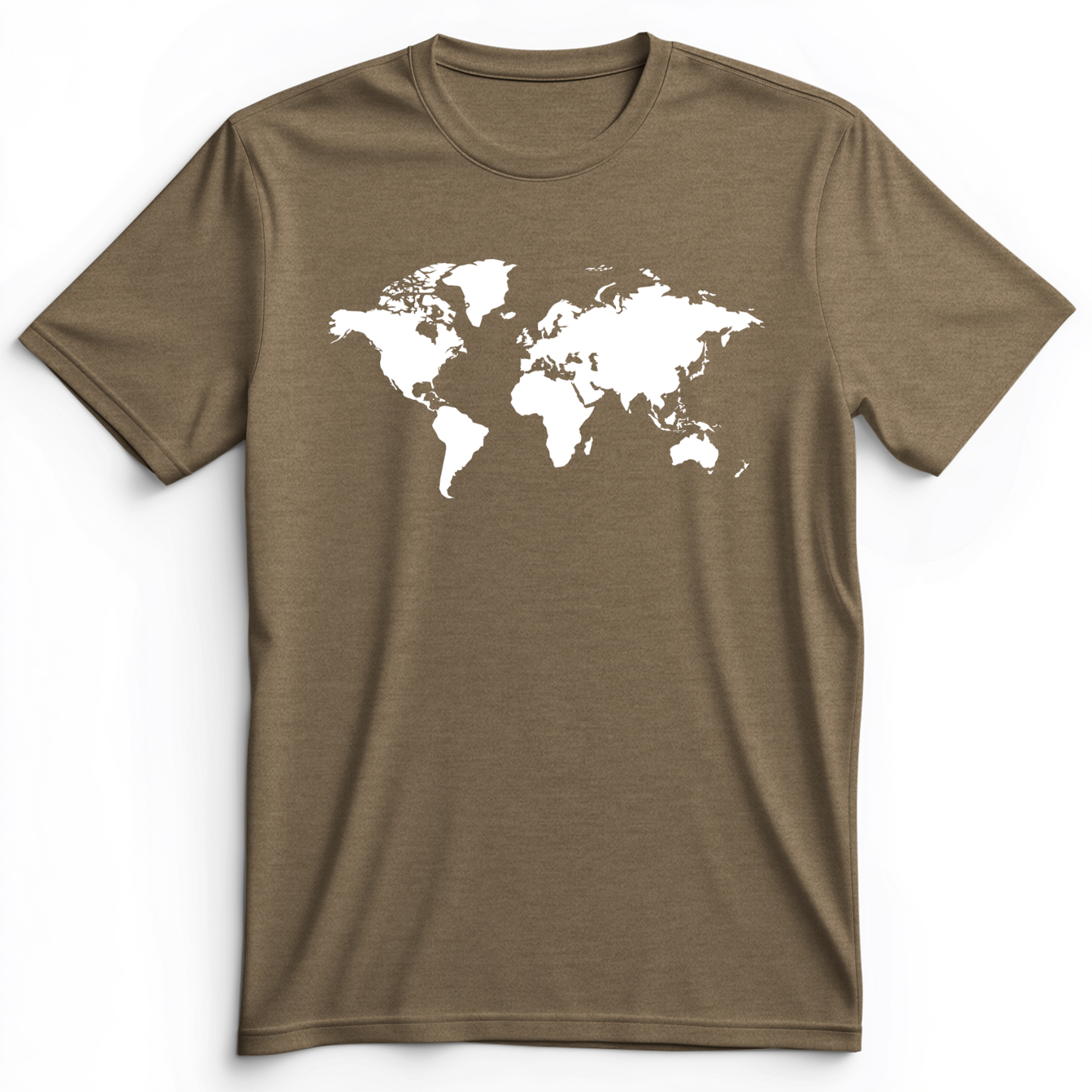 World Map Premium Tee Heather Olive / S