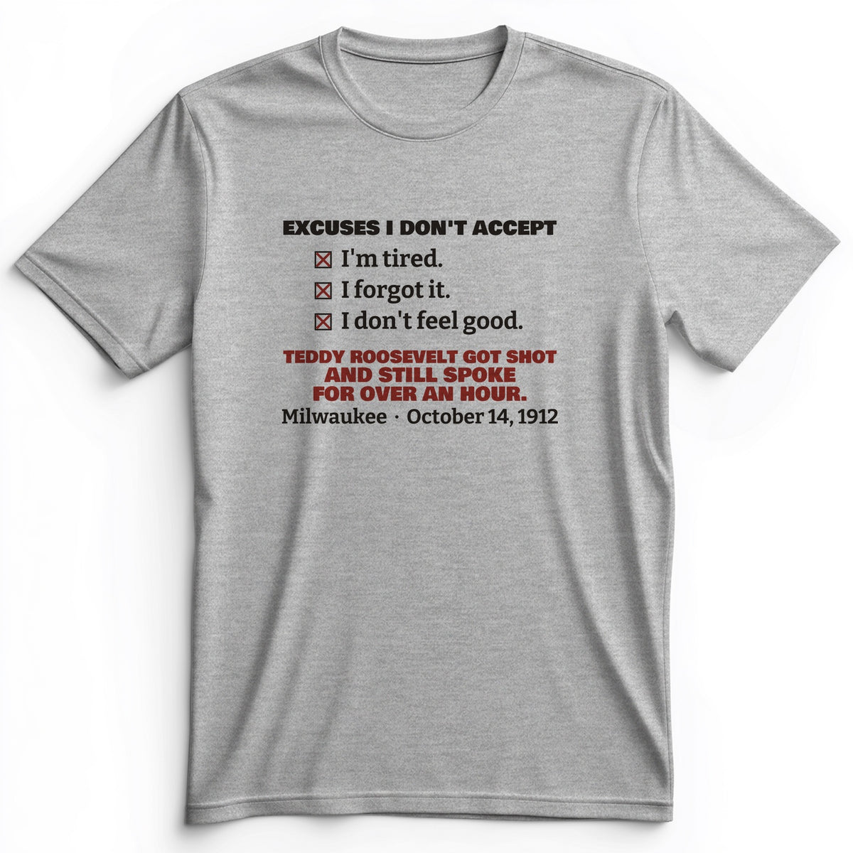 Teddy Roosevelt No Excuses Premium Tee